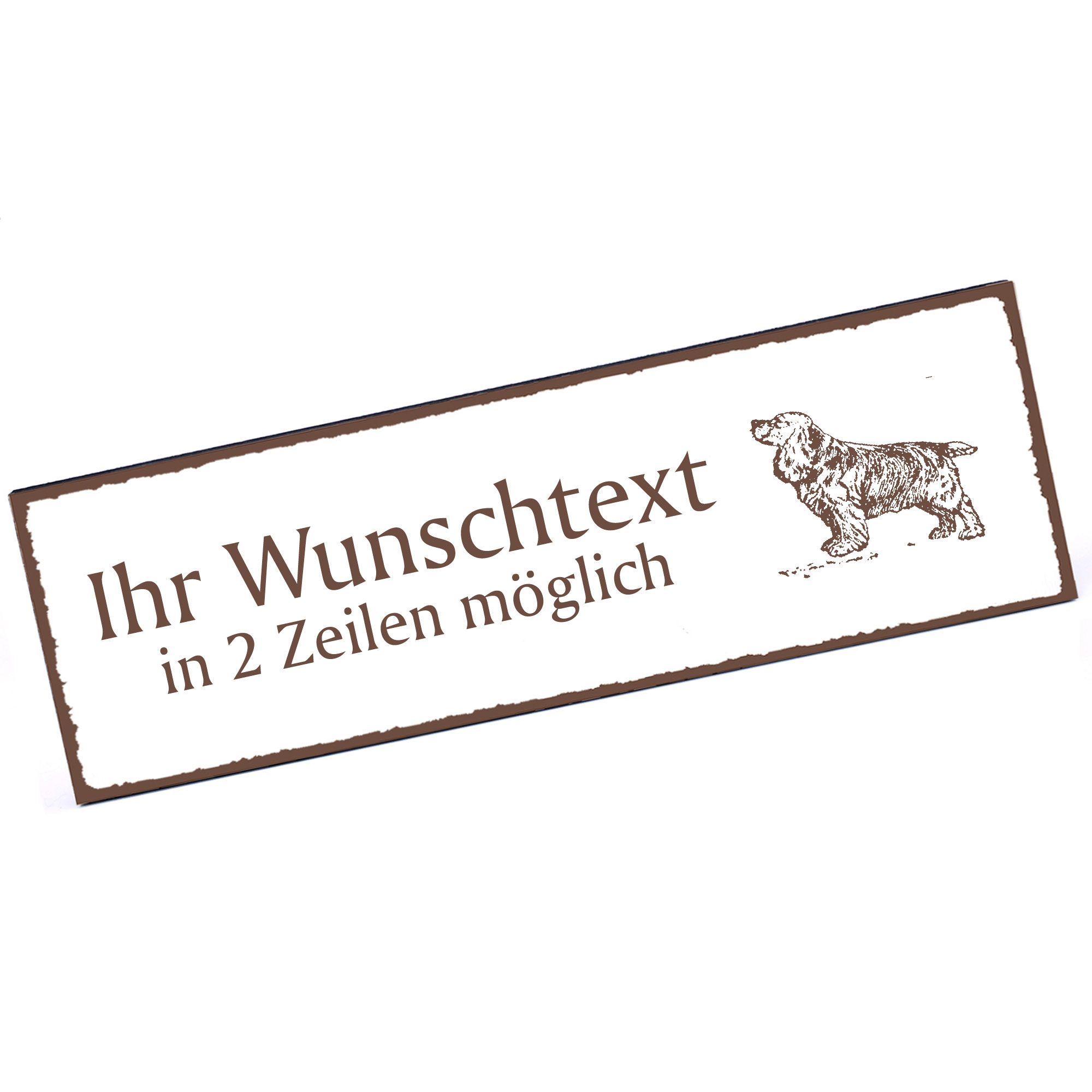 Türschild English Cocker Spaniel  Namensschild personalisiert mit Gravur - 150mm x 50mm - selbstkleb