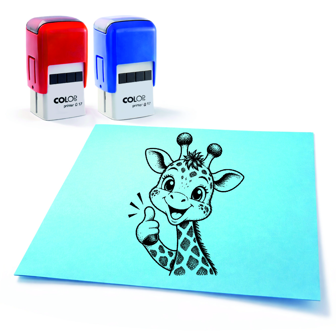 Lehrer Automatikstempel Giraffe Motivationsstempel Schüler – Tiermotive Daumen hoch – Abdruck 16 x 16 mm
