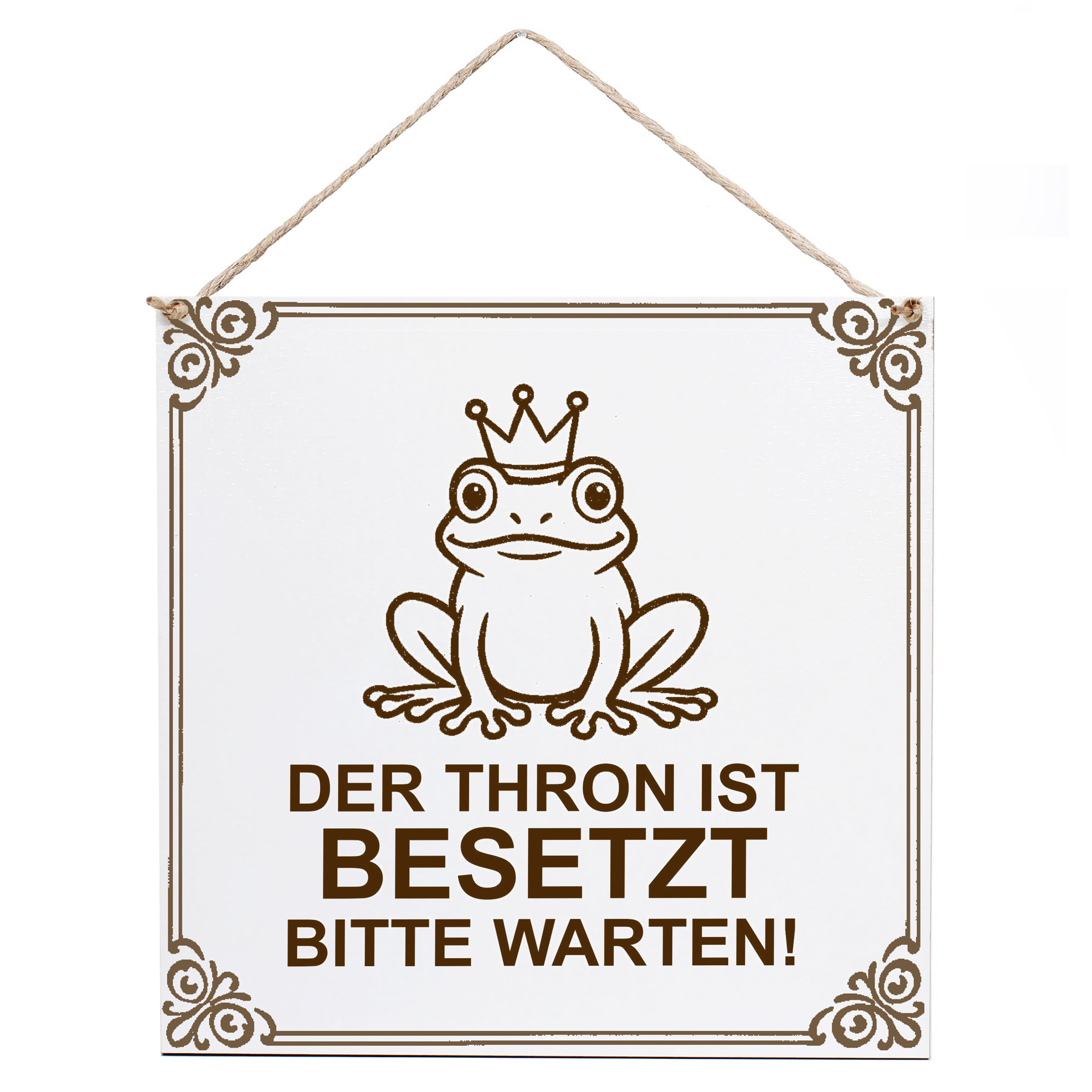 Lustiges Toilettenschild "Der Thron ist Besetzt Bitte warten" Frosch – Deko 15×15 cm