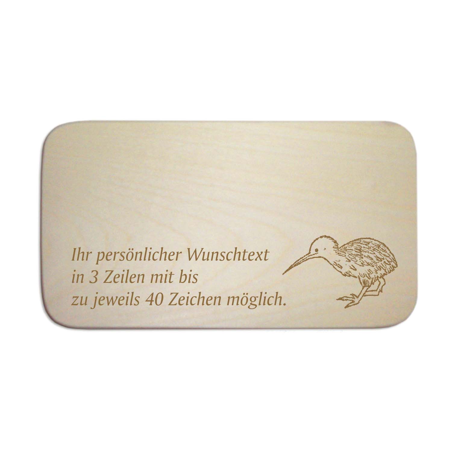 Frühstücksbrettchen « KIWI VOGEL » für Kinder - mit Wunschgravur