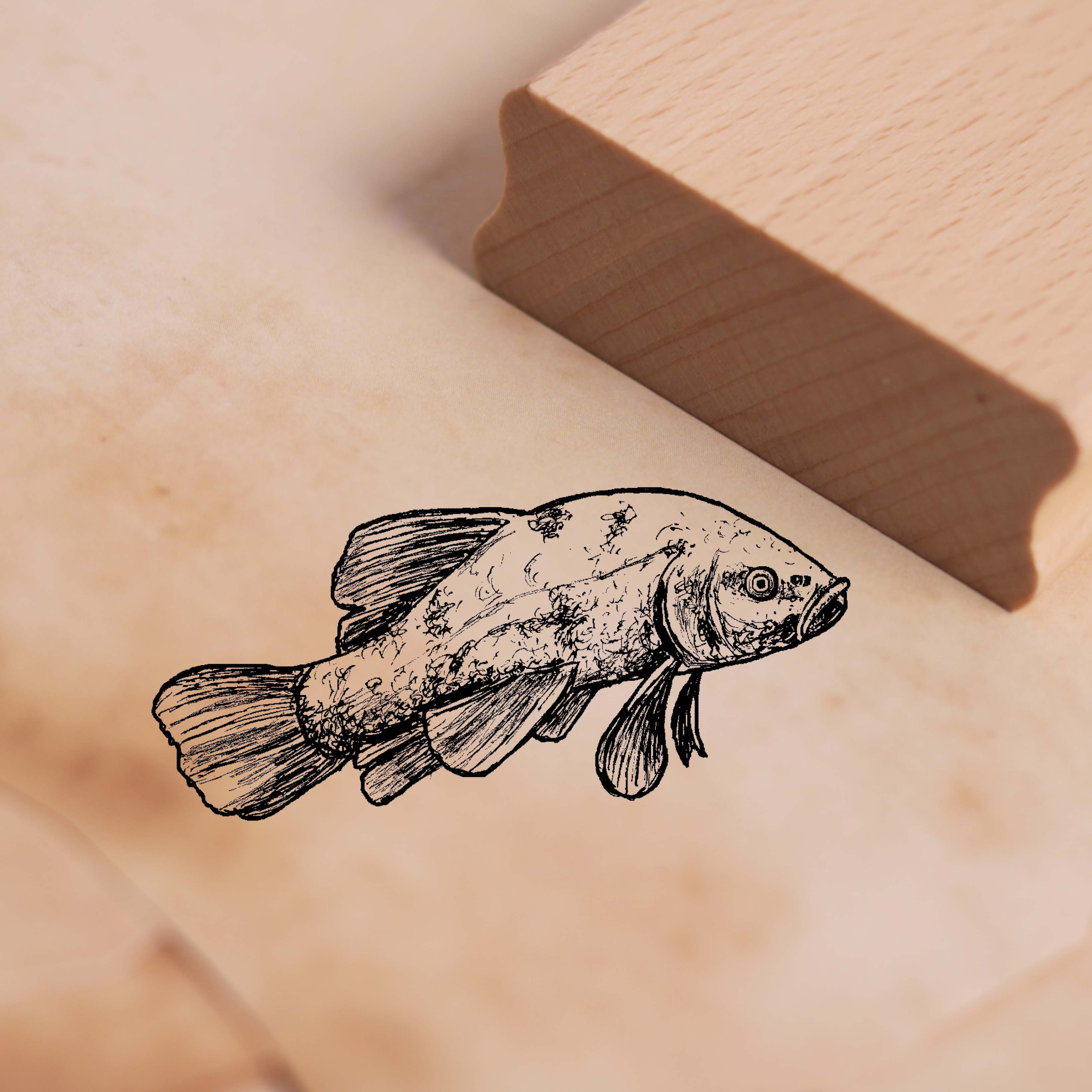 Motivstempel Schleie - Fisch Stempel Holzstempel 58 x 28 mm