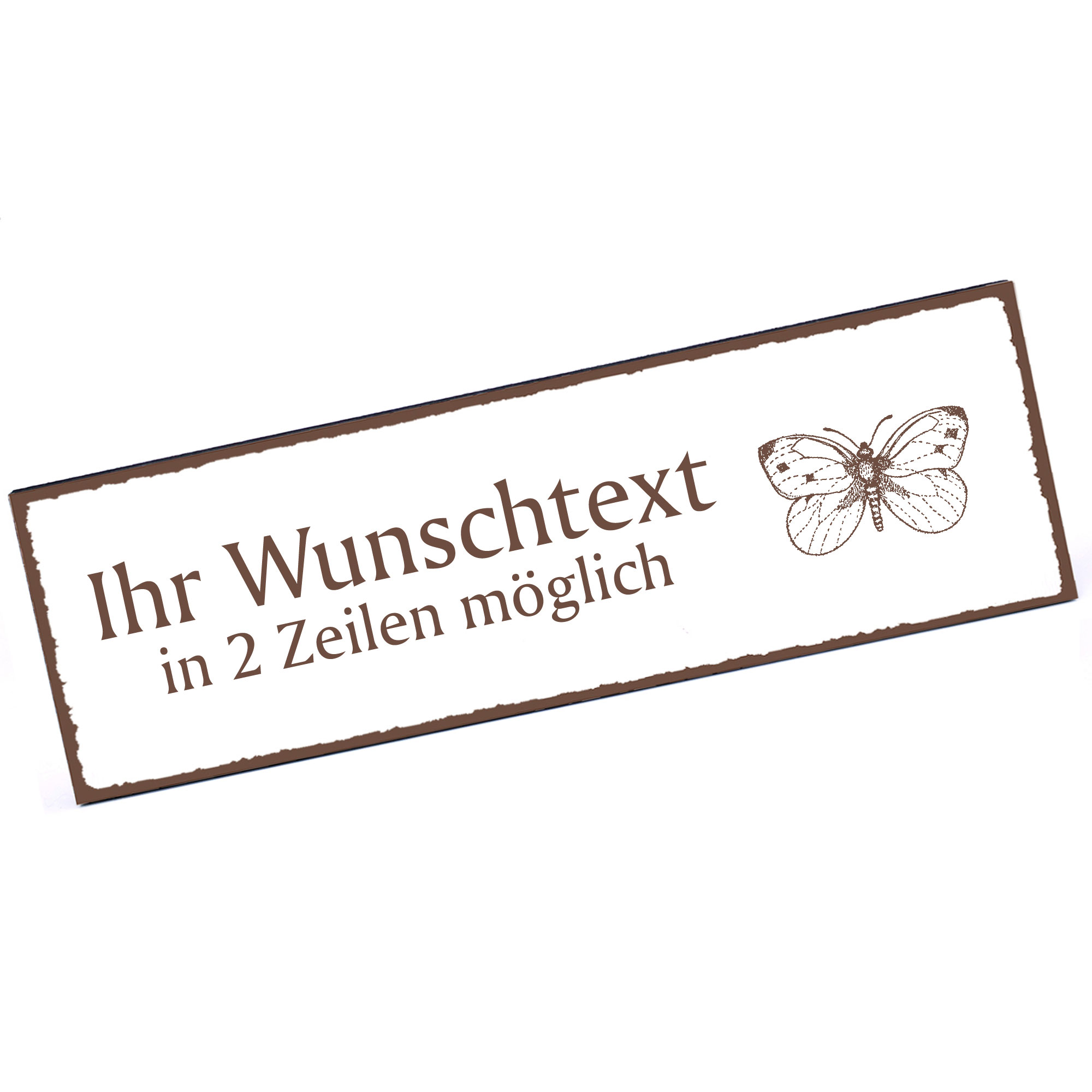 Türschild Schmetterling  Namensschild personalisiert mit Gravur - 150mm x 50mm - selbstklebend