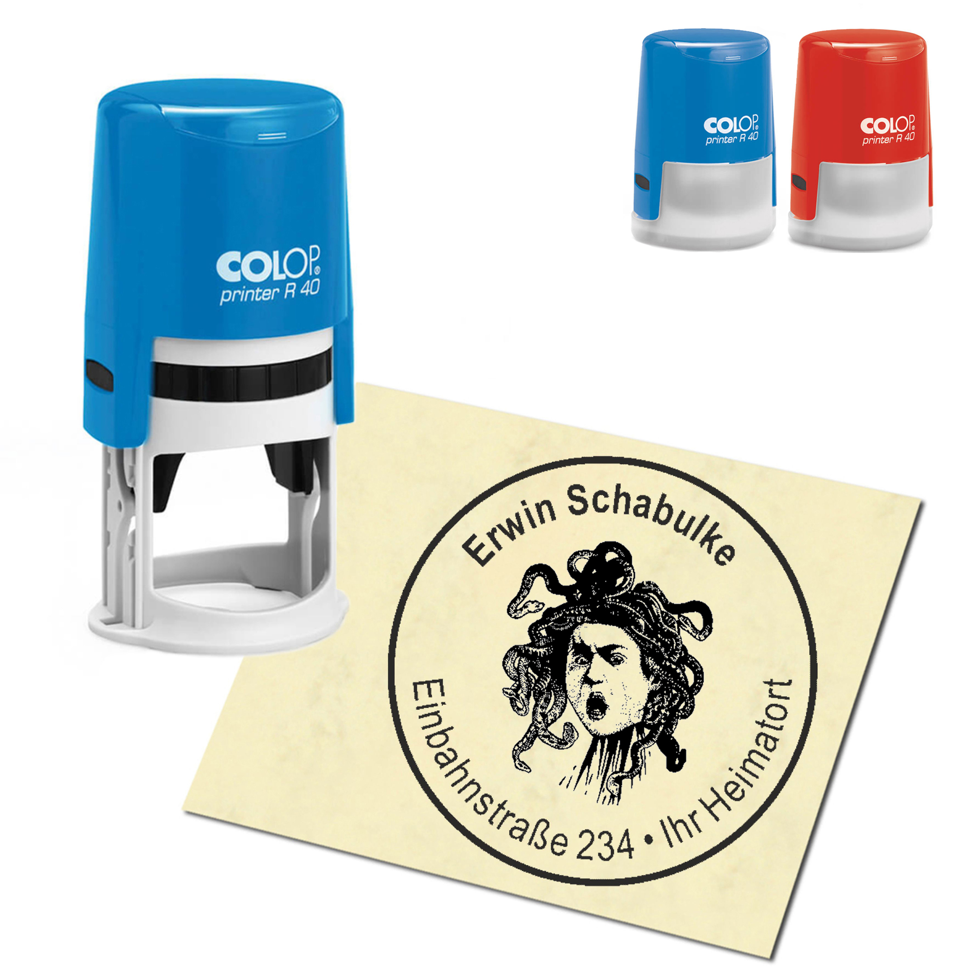 Stempel Adressstempel personalisiert - Medusa - rund &empty; 40mm