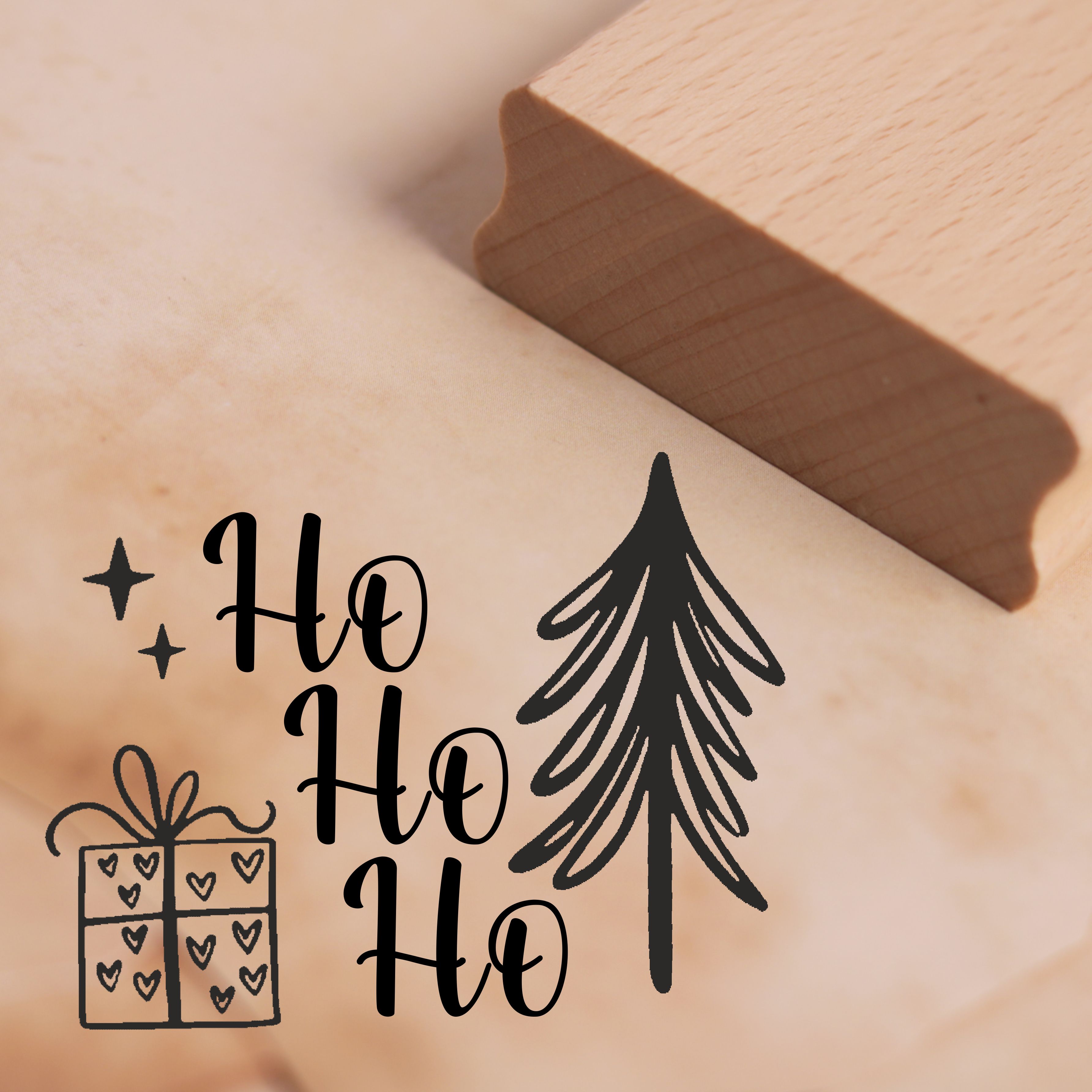 Motivstempel Ho ho ho Stempel Tannenbaum Geschenk 48 x 41 mm