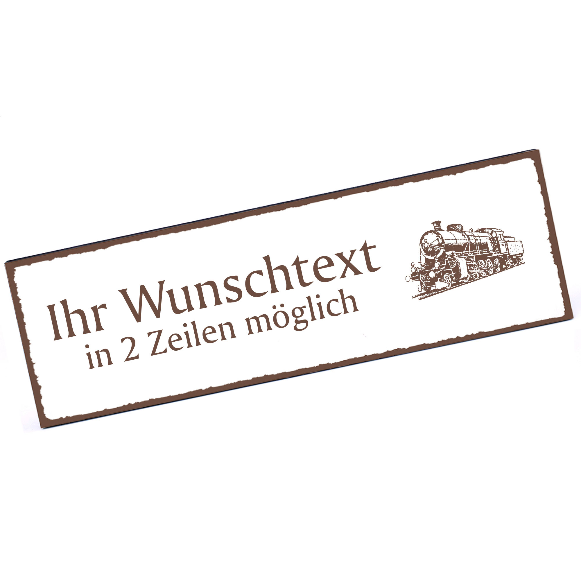 Türschild Dampflok  Namensschild personalisiert mit Gravur - 150mm x 50mm - selbstklebend