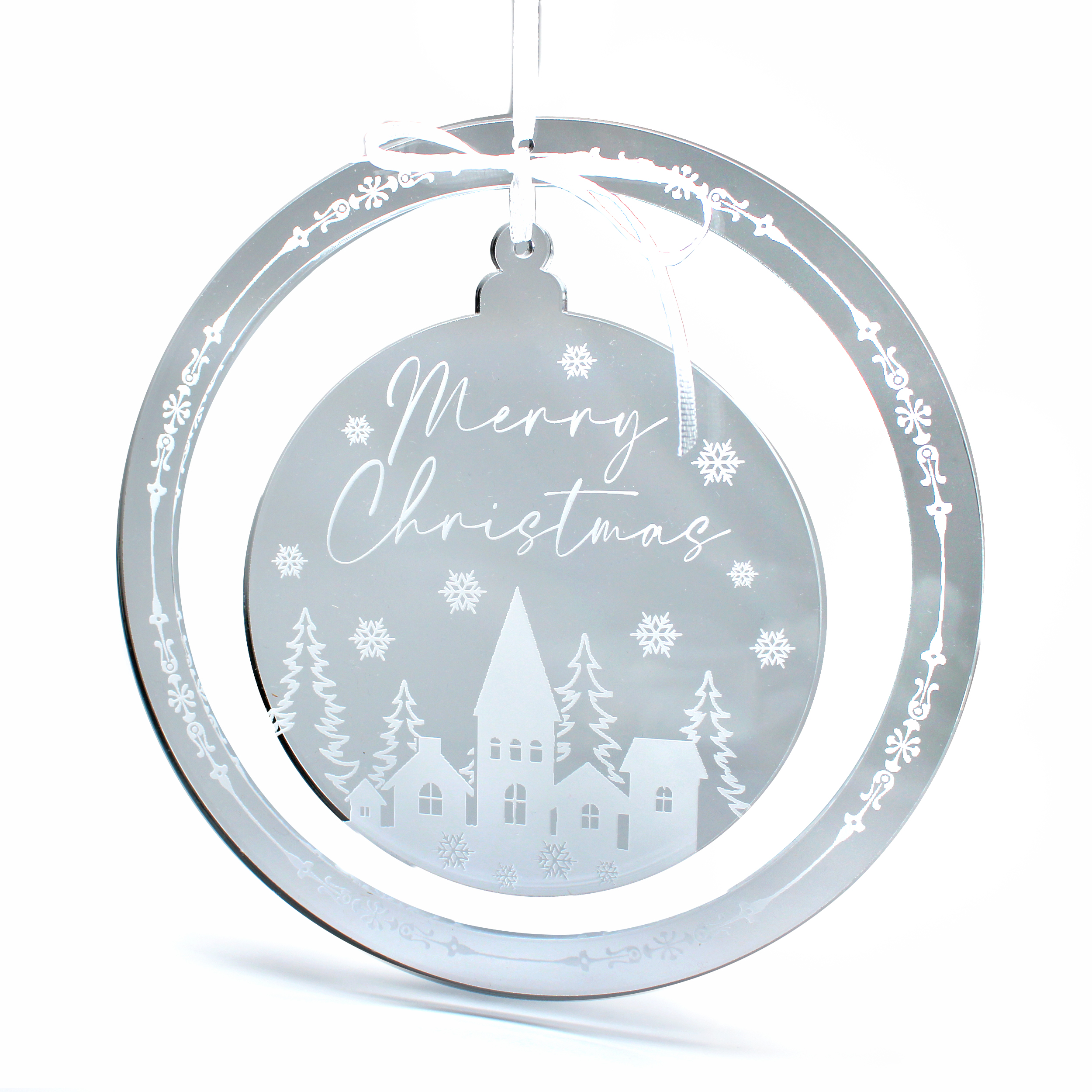 Fensteranhänger Merry Christmas Ring Weihnachten aus Acryl – Winterdeko Fensterdekoration