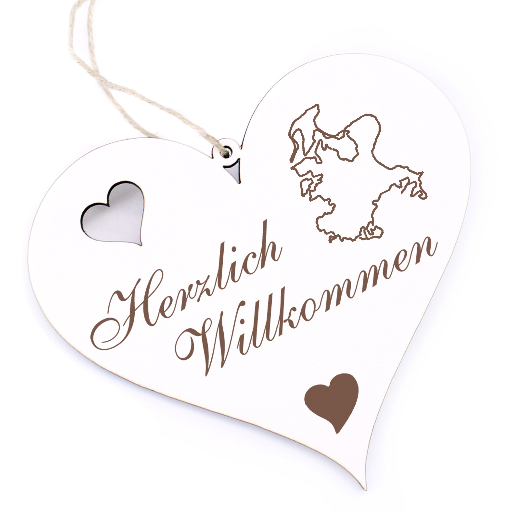 Herzlich Willkommen Schild - Insel Rügen - Deko Herz Holz