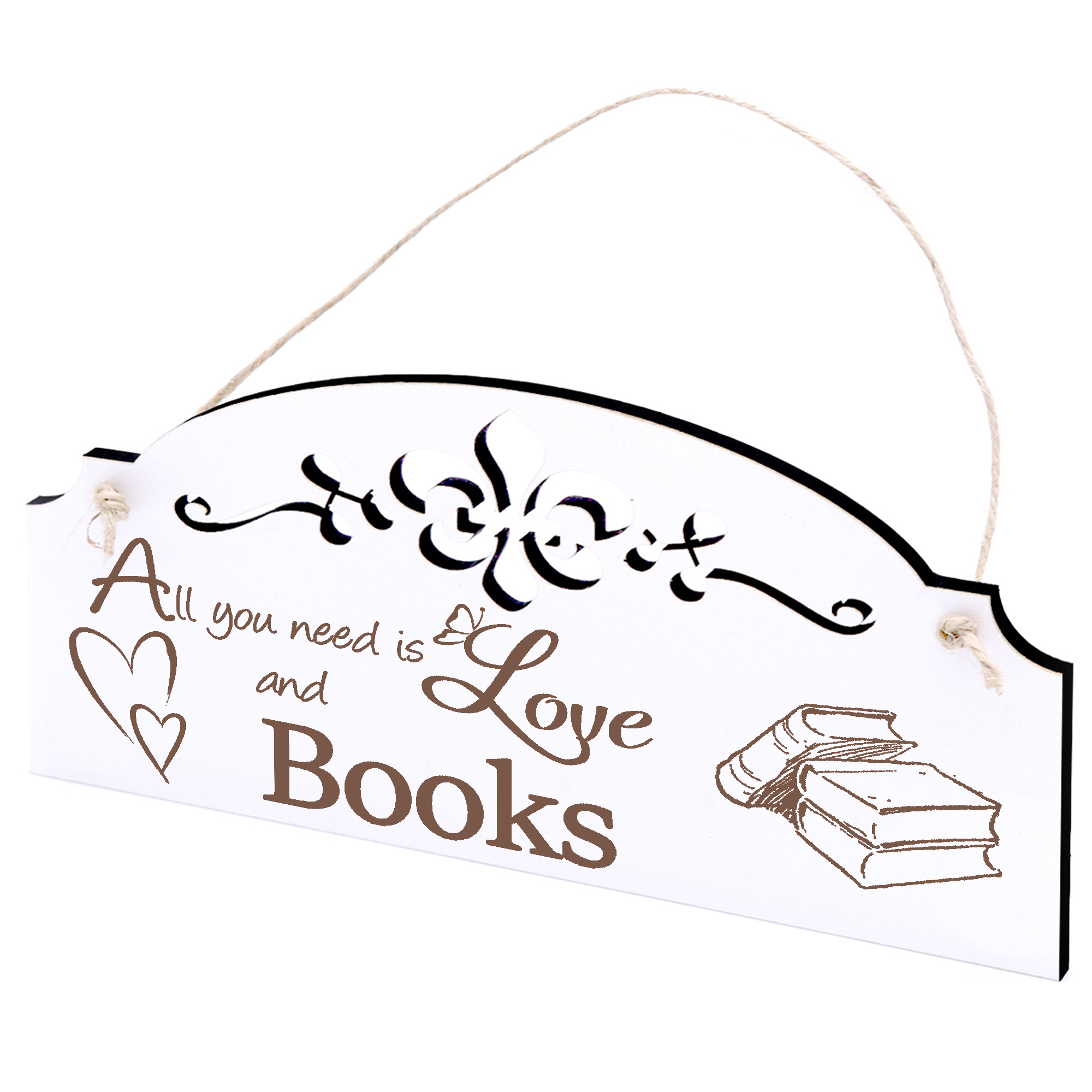 Schild Bücher Deko 20x10cm - All you need is Love and Books - Holz