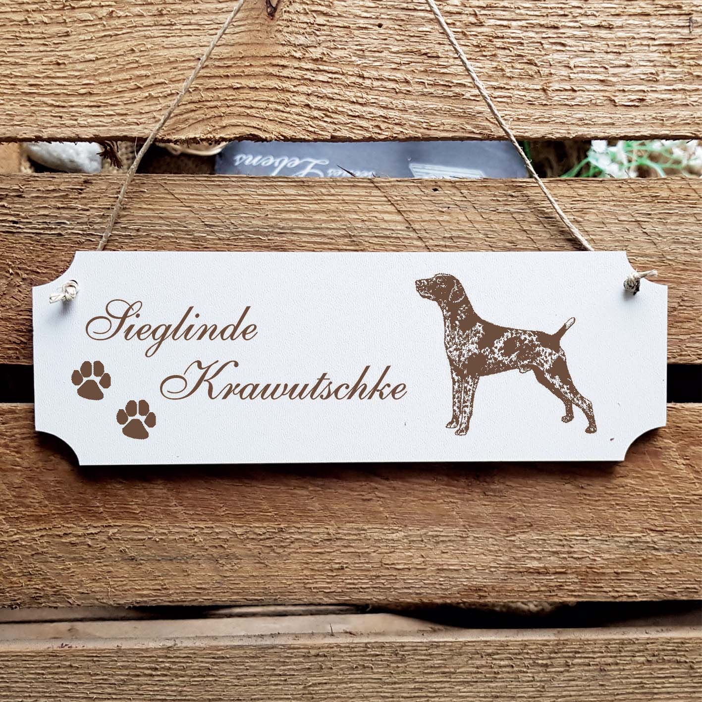 Schild « Deutsch Kurzhaar » Namensschild Türschild zum Anhängen - 20 x 6,7 cm