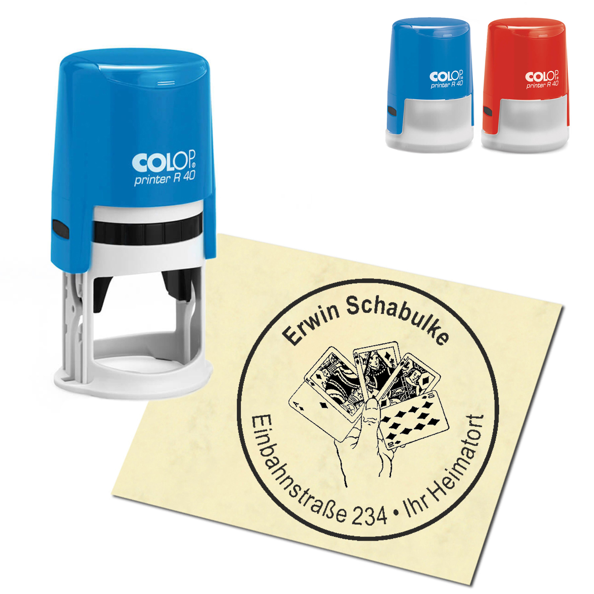 Stempel Adressstempel personalisiert - Poker - rund &empty; 40mm