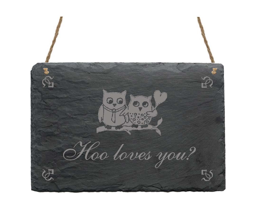 Schiefertafel « Hoo loves you? »