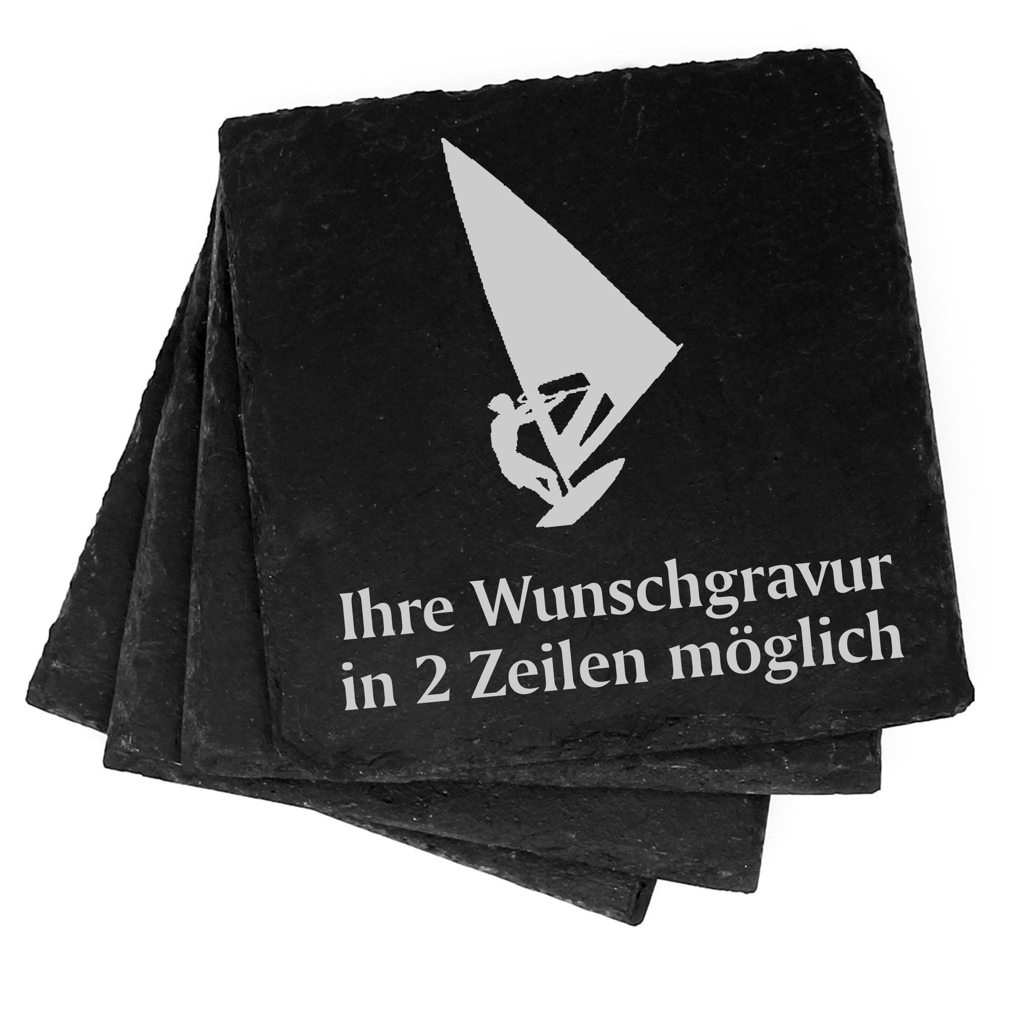 4x Segeln Deko Schiefer Untersetzer Wunschgravur Set - 11 x 11 cm