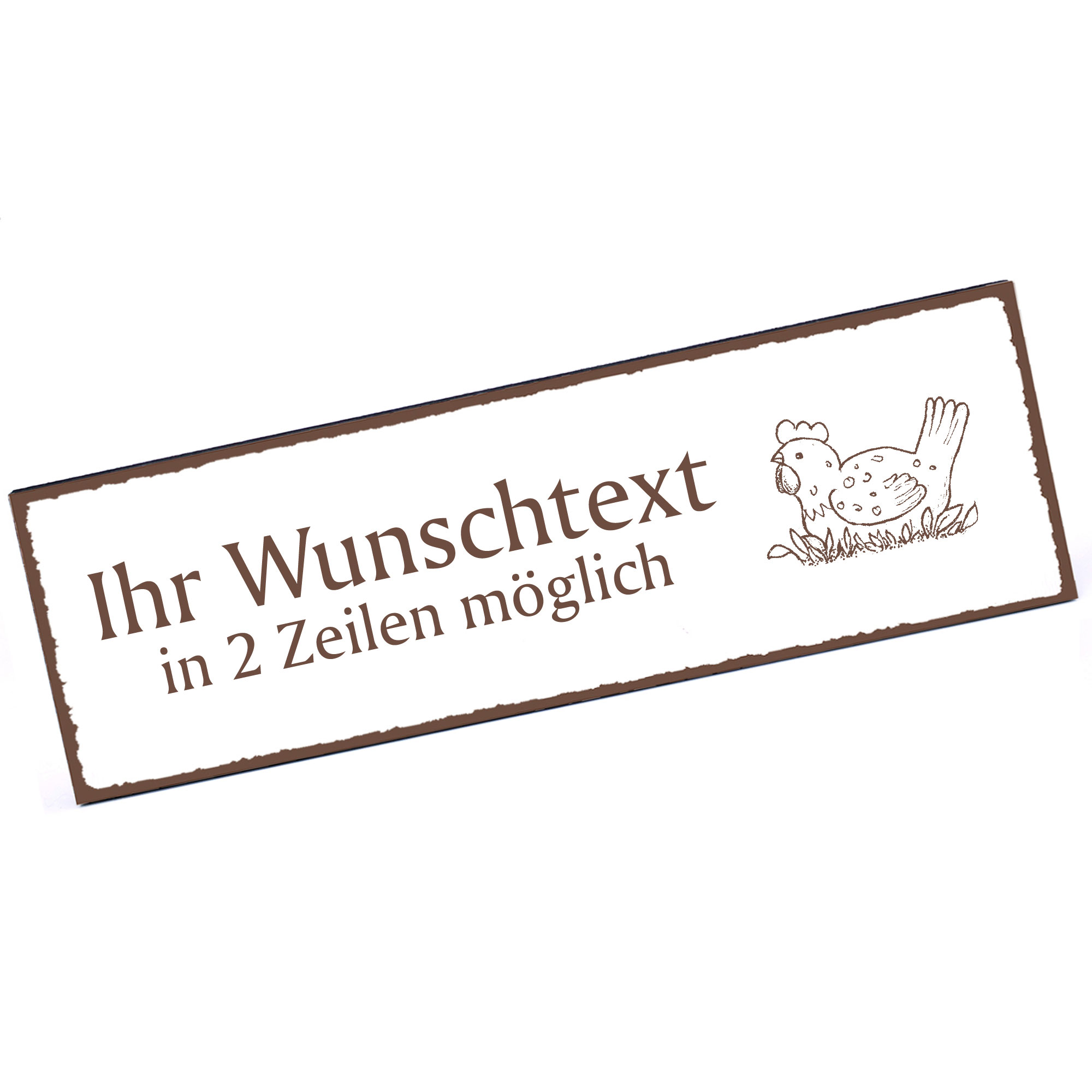 Türschild liegendes Huhn  Namensschild personalisiert mit Gravur - 150mm x 50mm - selbstklebend