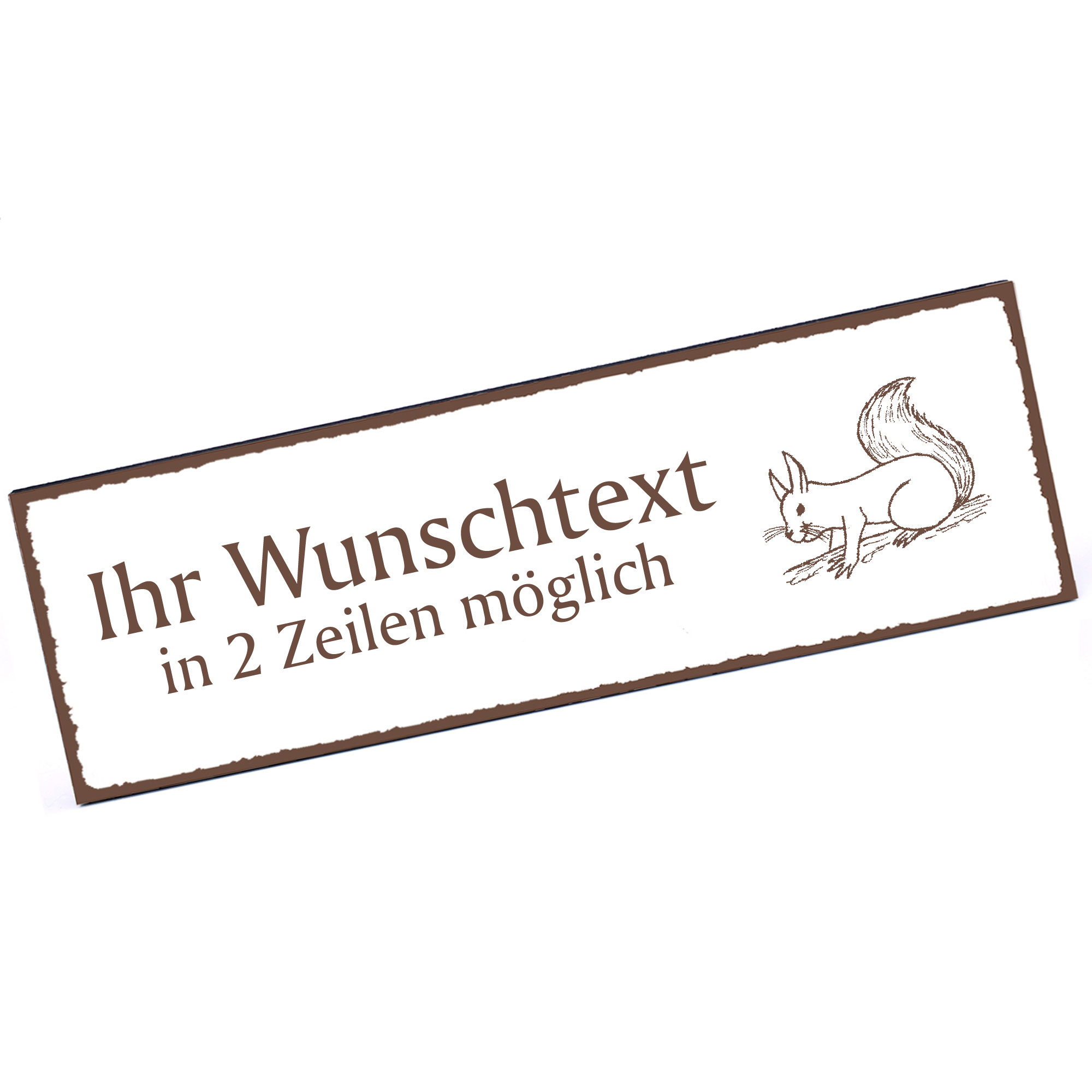 Türschild Eichhörnchen  Namensschild personalisiert mit Gravur - 150mm x 50mm - selbstklebend
