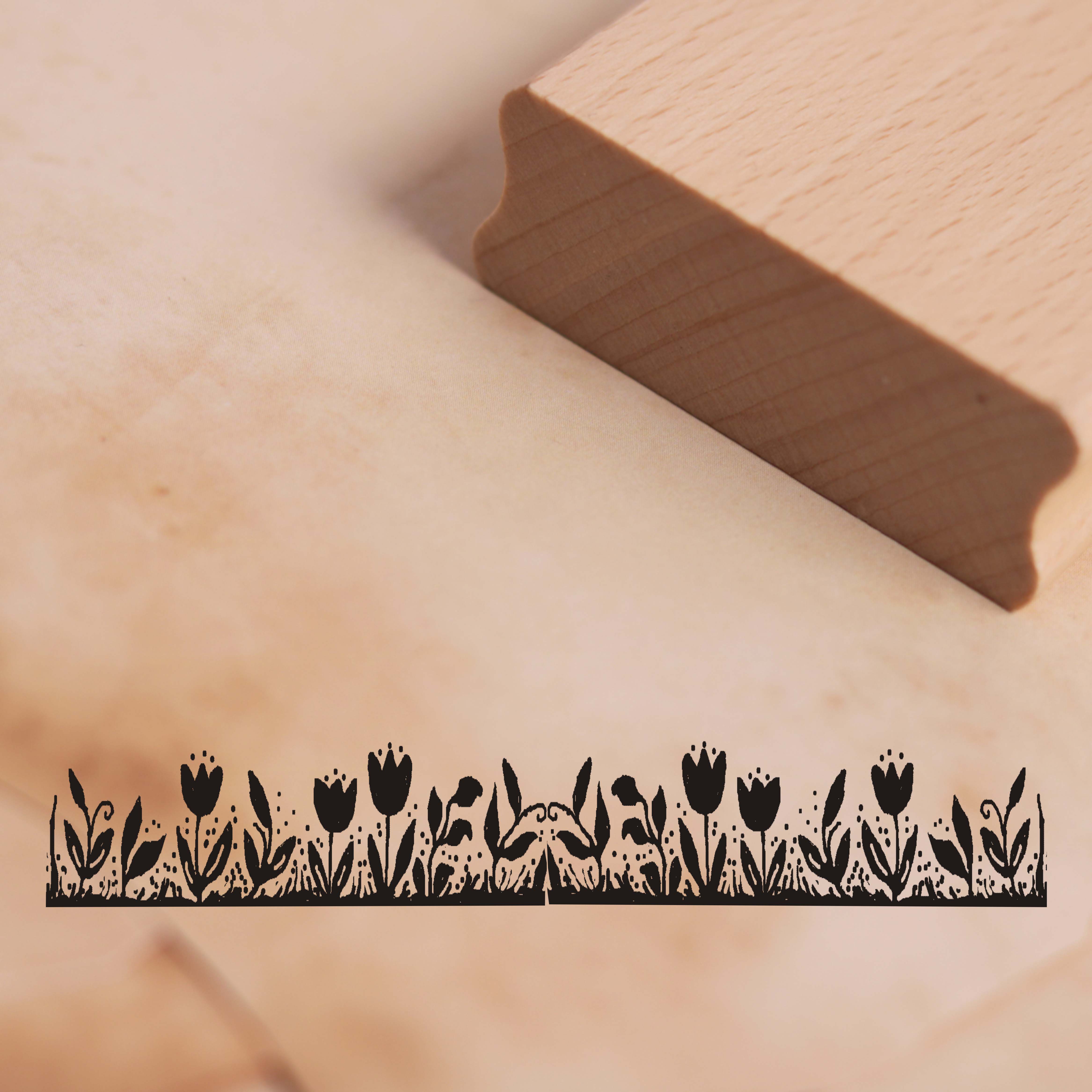 Motivstempel Tulpen Bordüre Stempel 98mm x 17mm