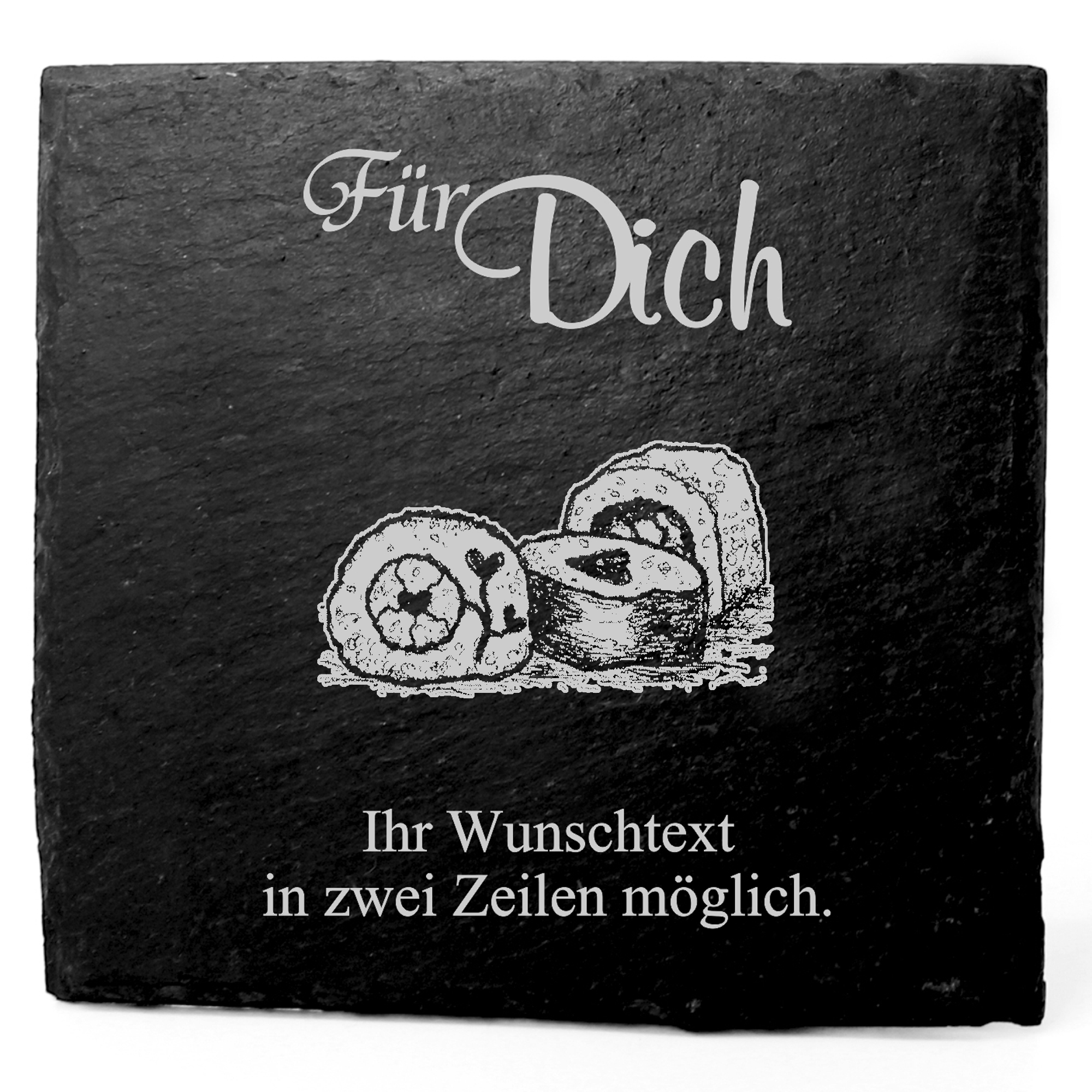 Deko Schiefer Untersetzer personalisiert Sushi - Für Dich - 11x11cm