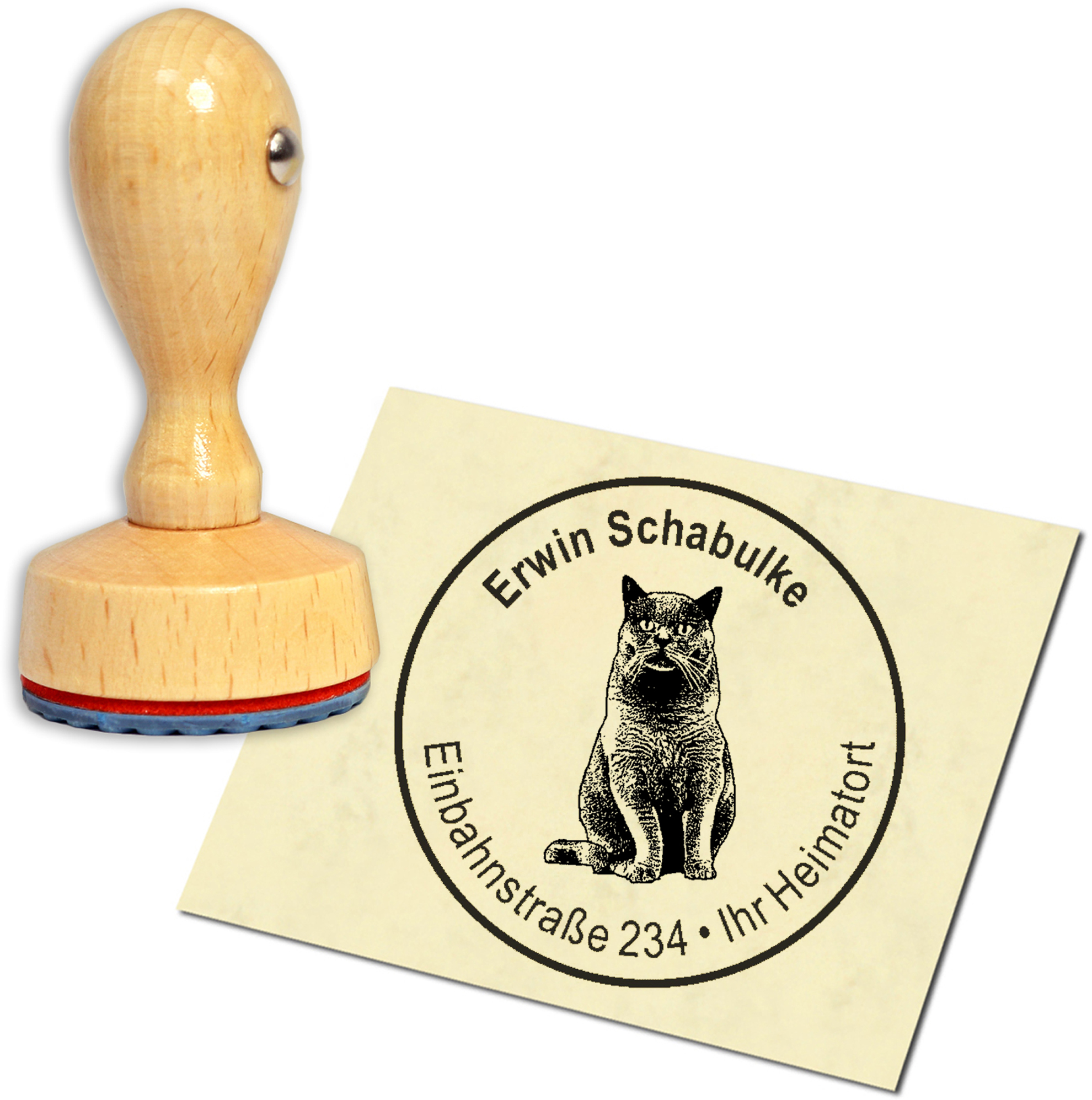 Stempel Adressstempel Holzstempel - Britisch Kurzhaar - rund 40mm