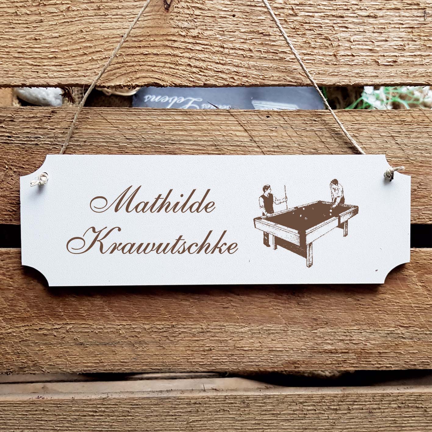 Schild « Billard » Namensschild Türschild zum Anhängen - 20 x 6,7 cm