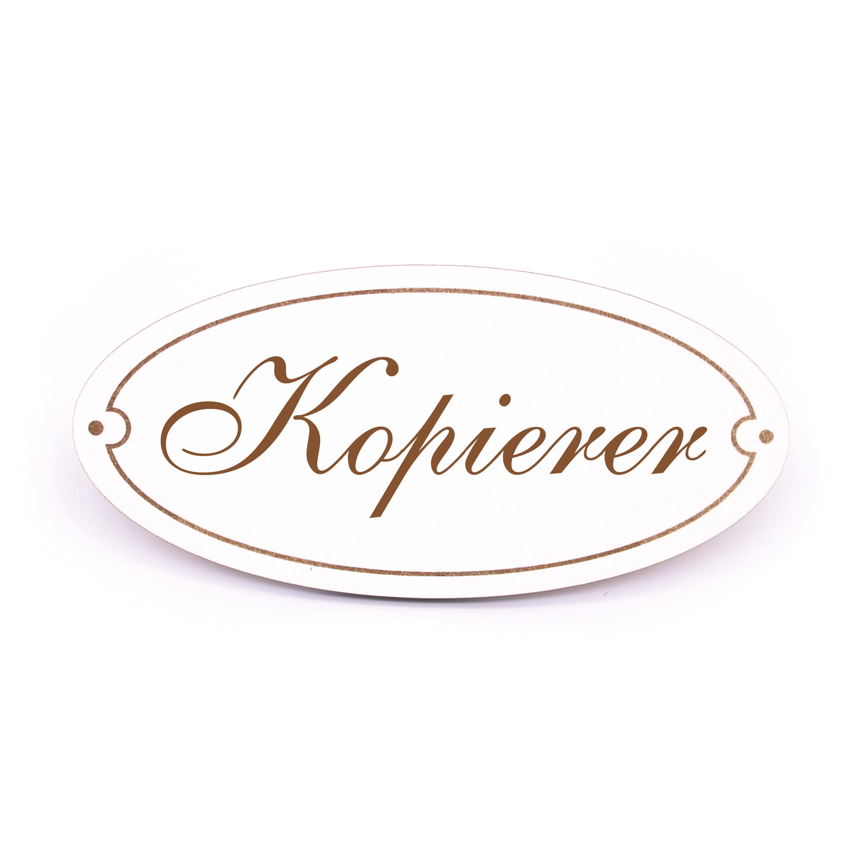 Ovales Türschild Kopierer - selbstklebend - 15 x 7 cm