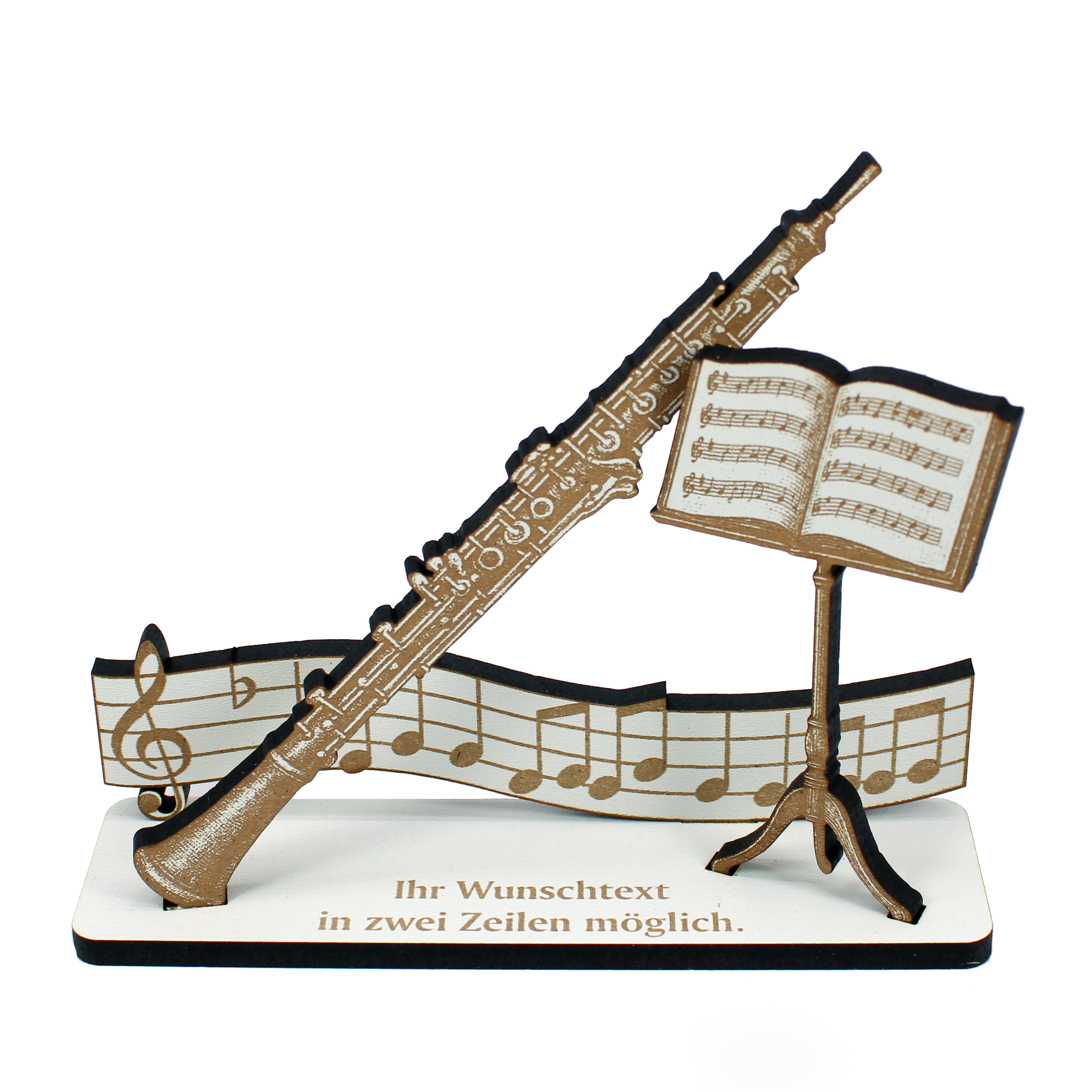 Dekoaufsteller Oboe – Geschenk für Musiker mit Wunschtext - Oboist & Oboistin  –  Geldgeschenk