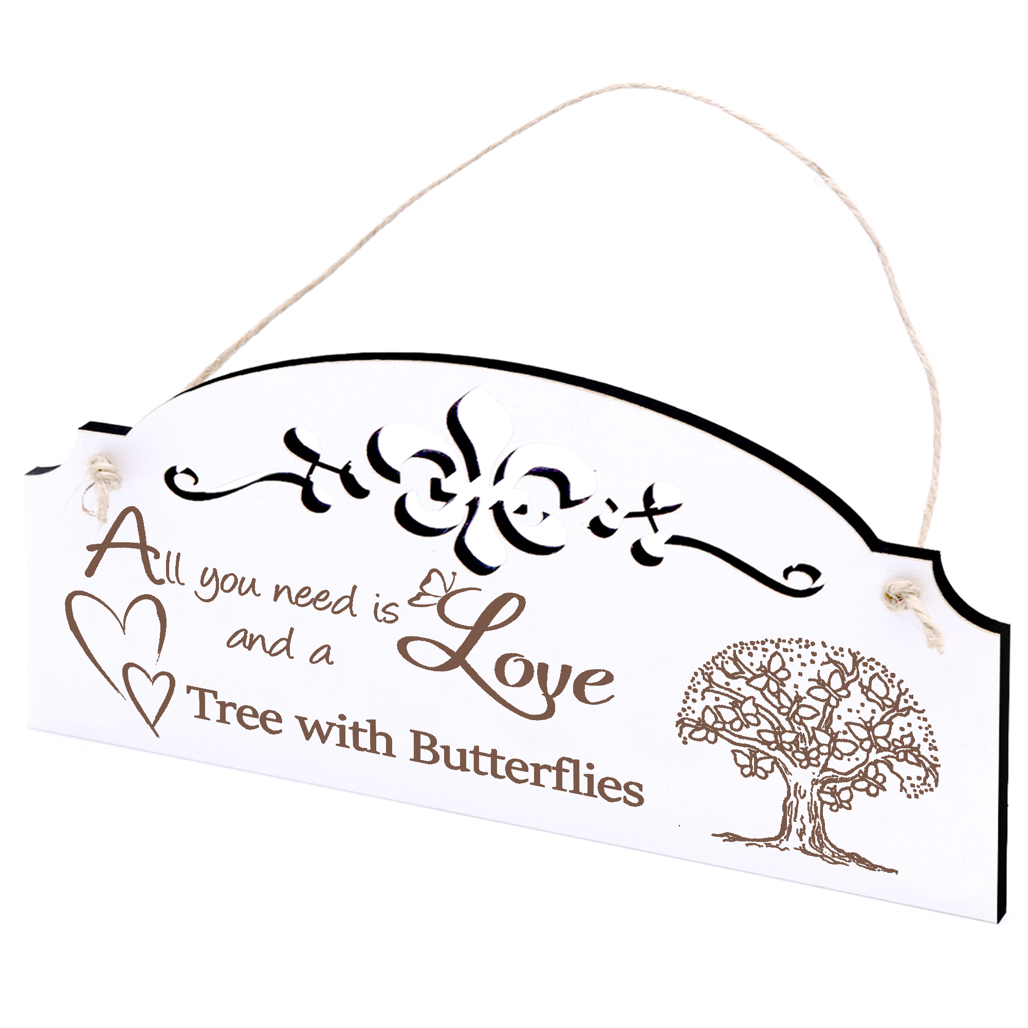 Schild Baum aus Schmetterlingen Deko 20x10cm - All you need is Love and a Tree with Butterflies - Ho