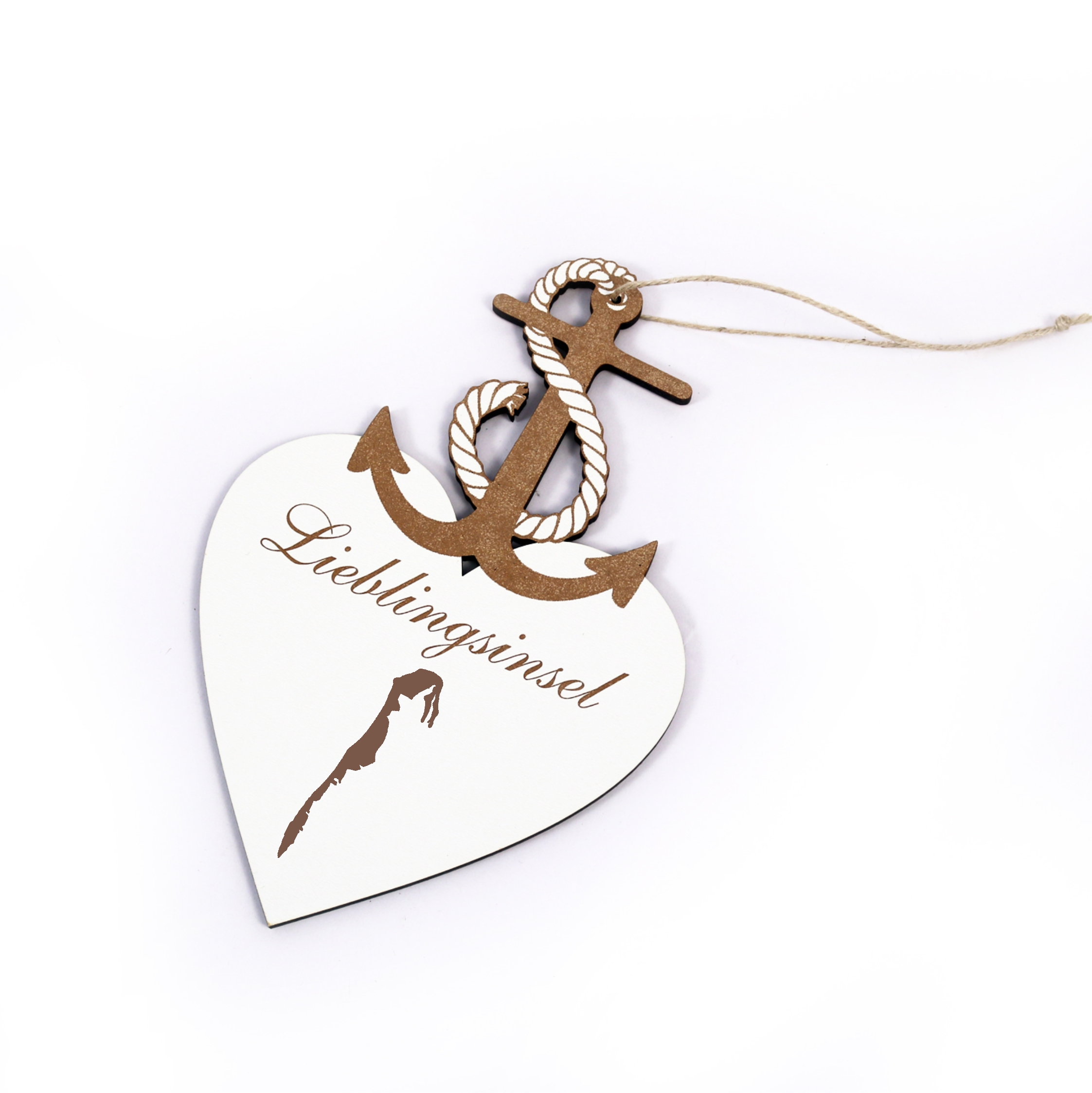 Maritimes Schild « Lieblingsinsel HIDDENSEE » Herz Anker
