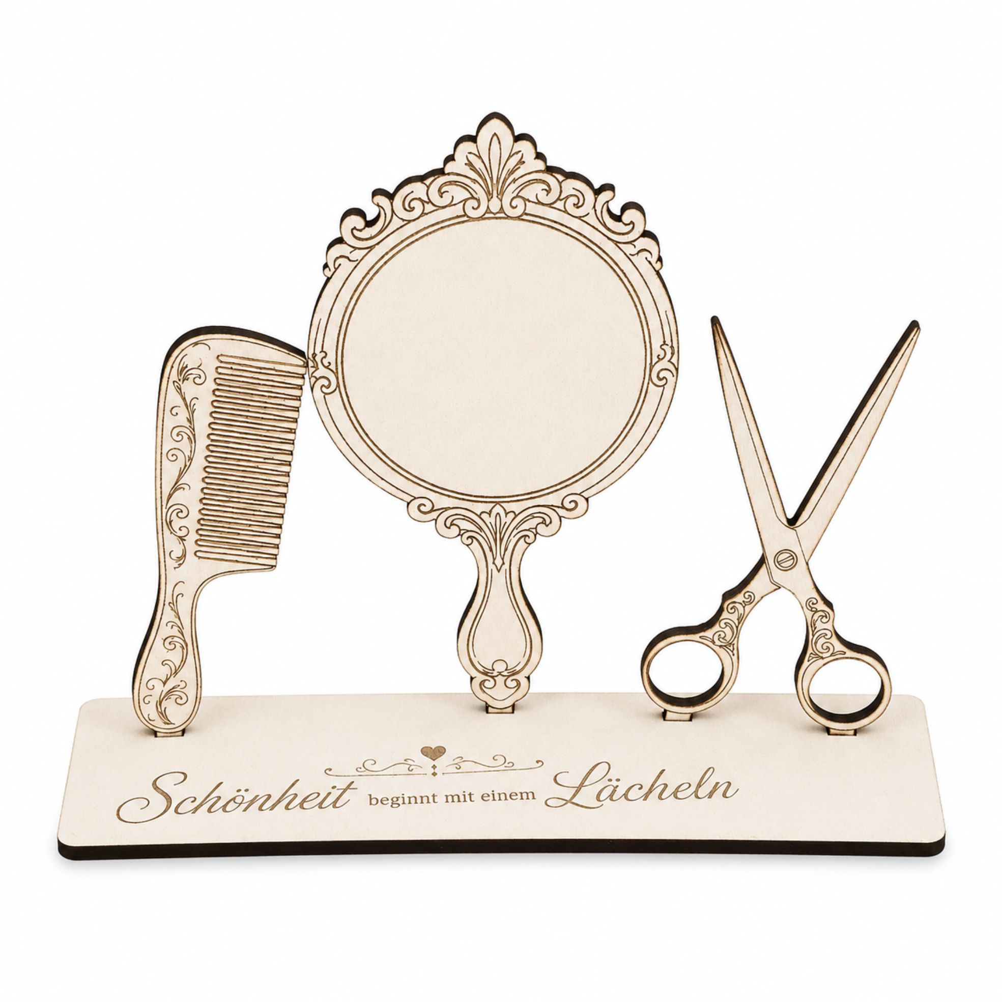 Friseurgutschein Geldgeschenk für Friseur - Kamm, Schere und Spiegel 15 x 8 cm