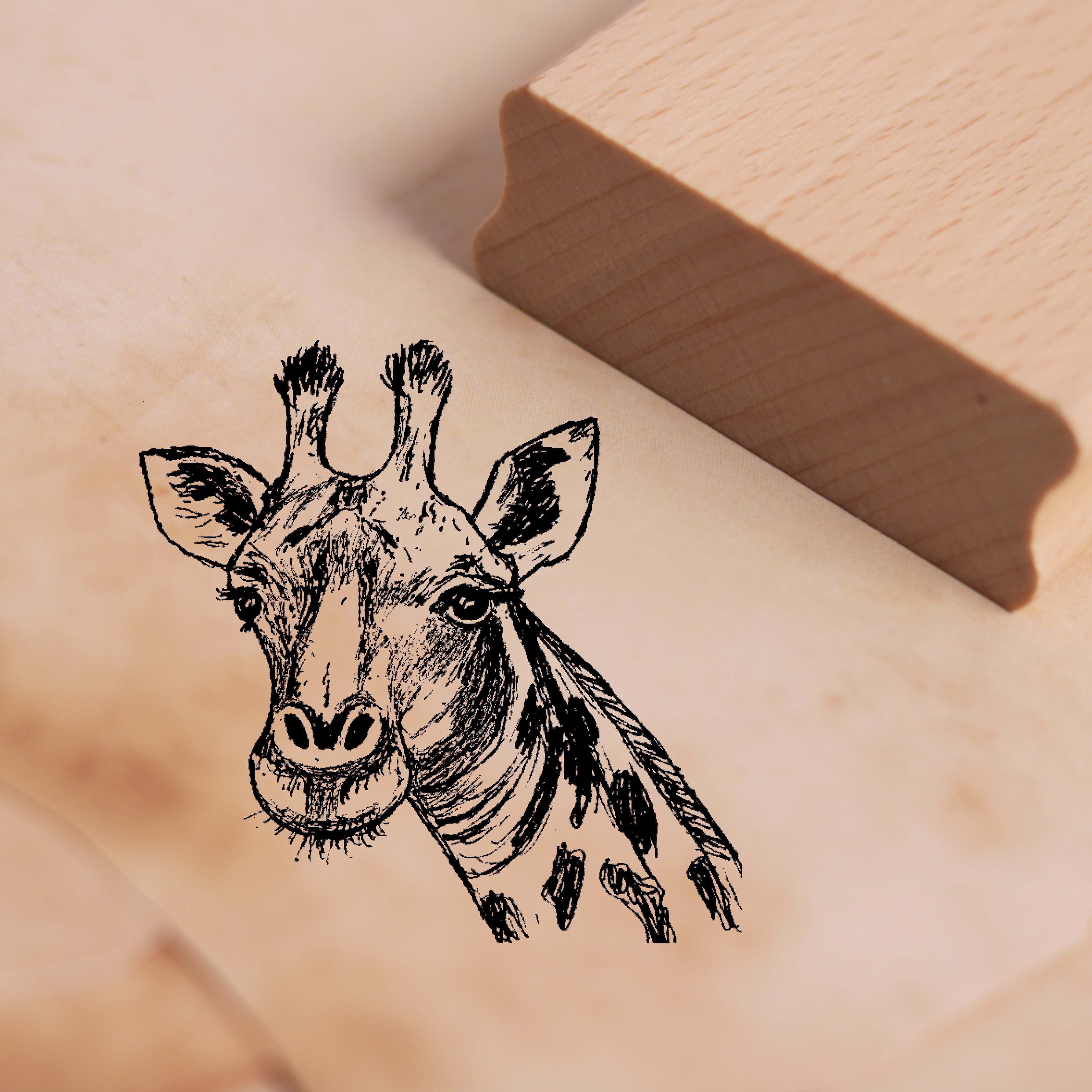 Motivstempel Niedlicher Giraffenkopf Stempel Giraffe 48 x 48 mm