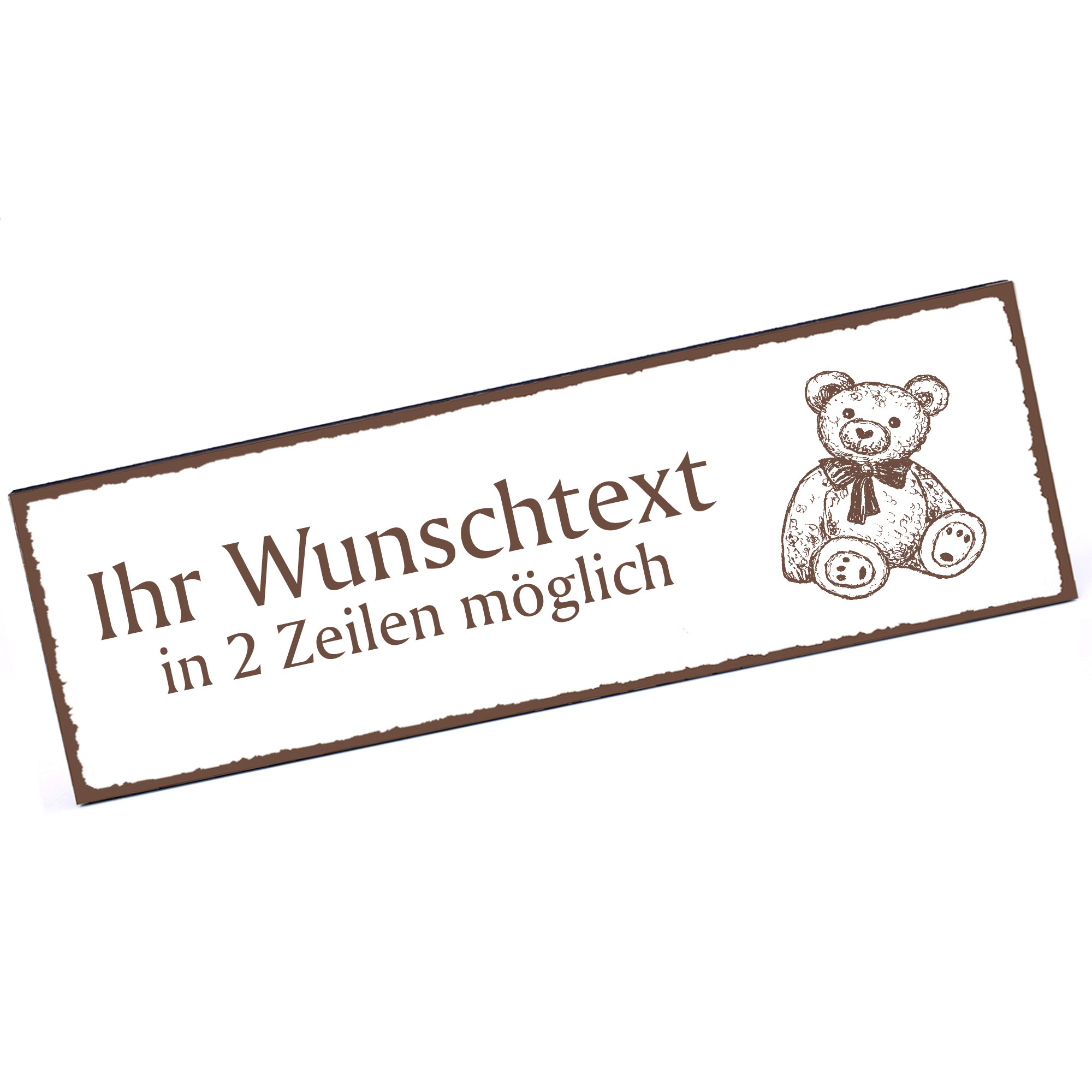 Türschild niedlicher Teddy  Namensschild personalisiert mit Gravur - 150mm x 50mm - selbstklebend