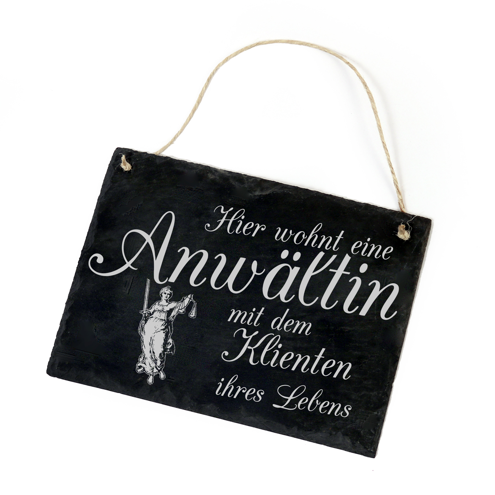 Türschild Schild Anwältin - Hier wohnt eine Anwältin - 22x16cm aus Schiefer