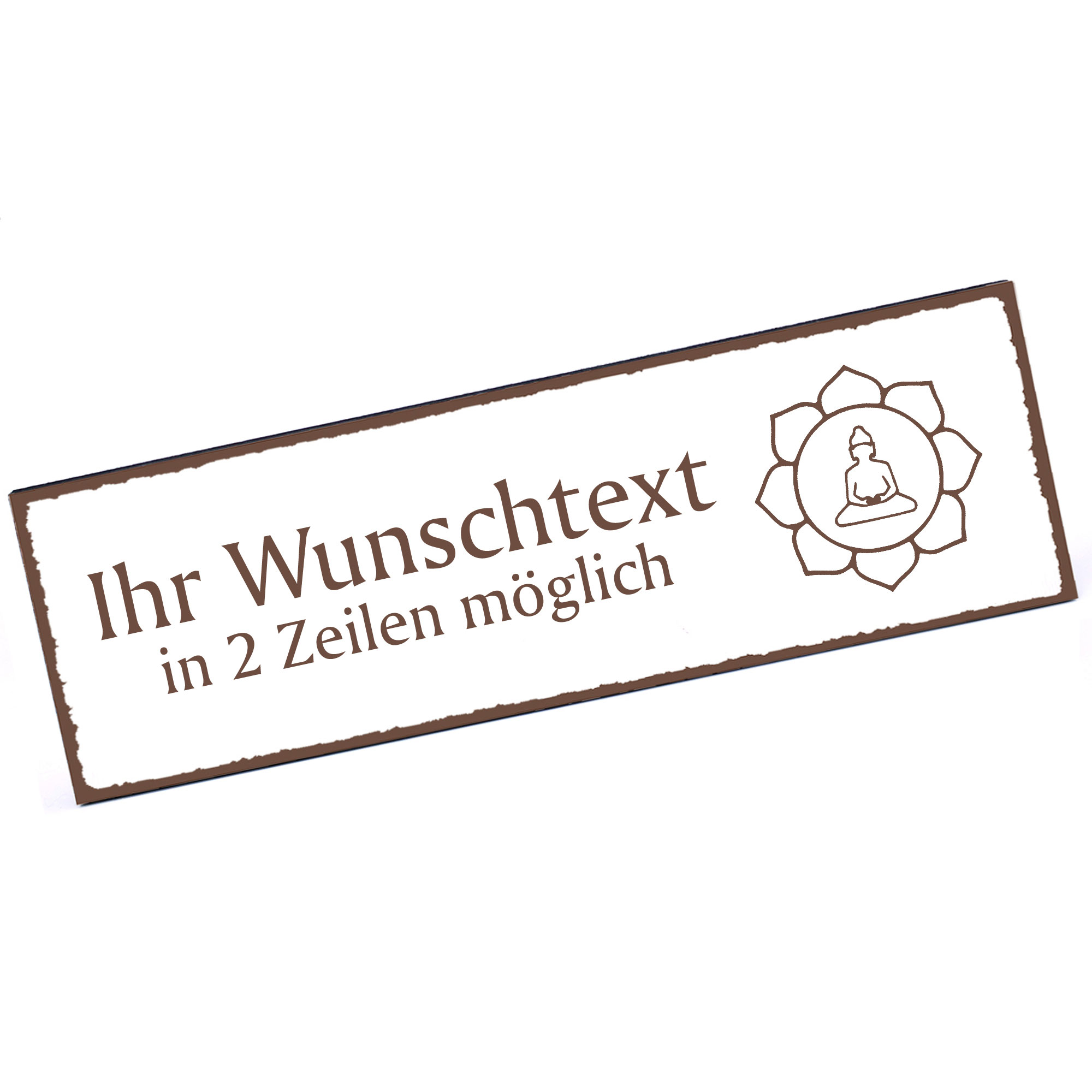 Türschild Buddhismus  Namensschild personalisiert mit Gravur - 150mm x 50mm - selbstklebend
