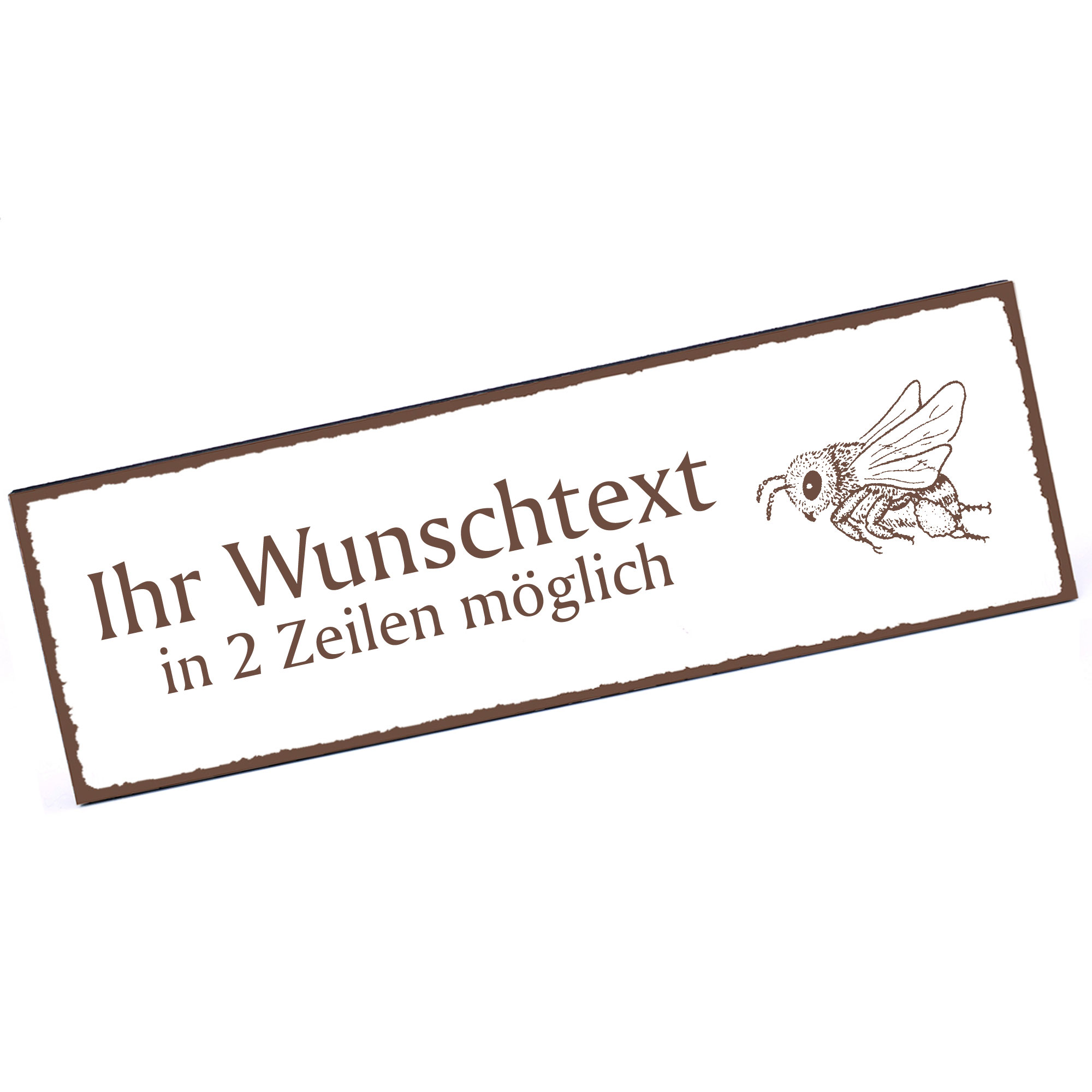 Türschild fliegende Biene  Namensschild personalisiert mit Gravur - 150mm x 50mm - selbstklebend