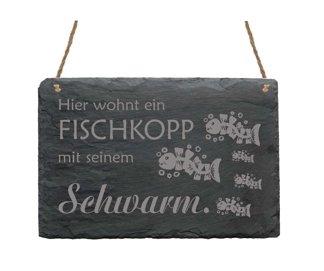 Schiefertafel « Hier wohnt ein Fischkopp... »