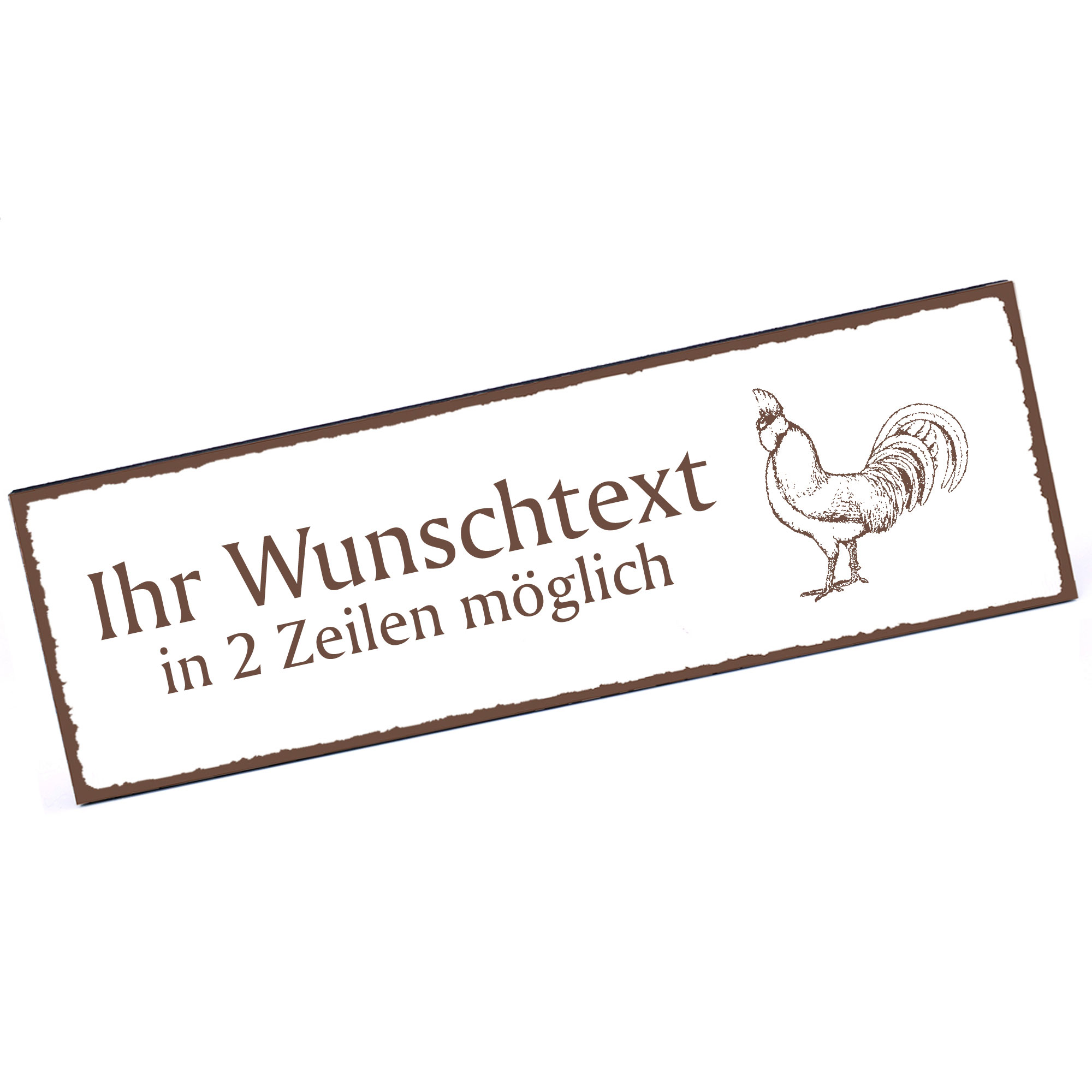Türschild Brabanter Hahn  Namensschild personalisiert mit Gravur - 150mm x 50mm - selbstklebend