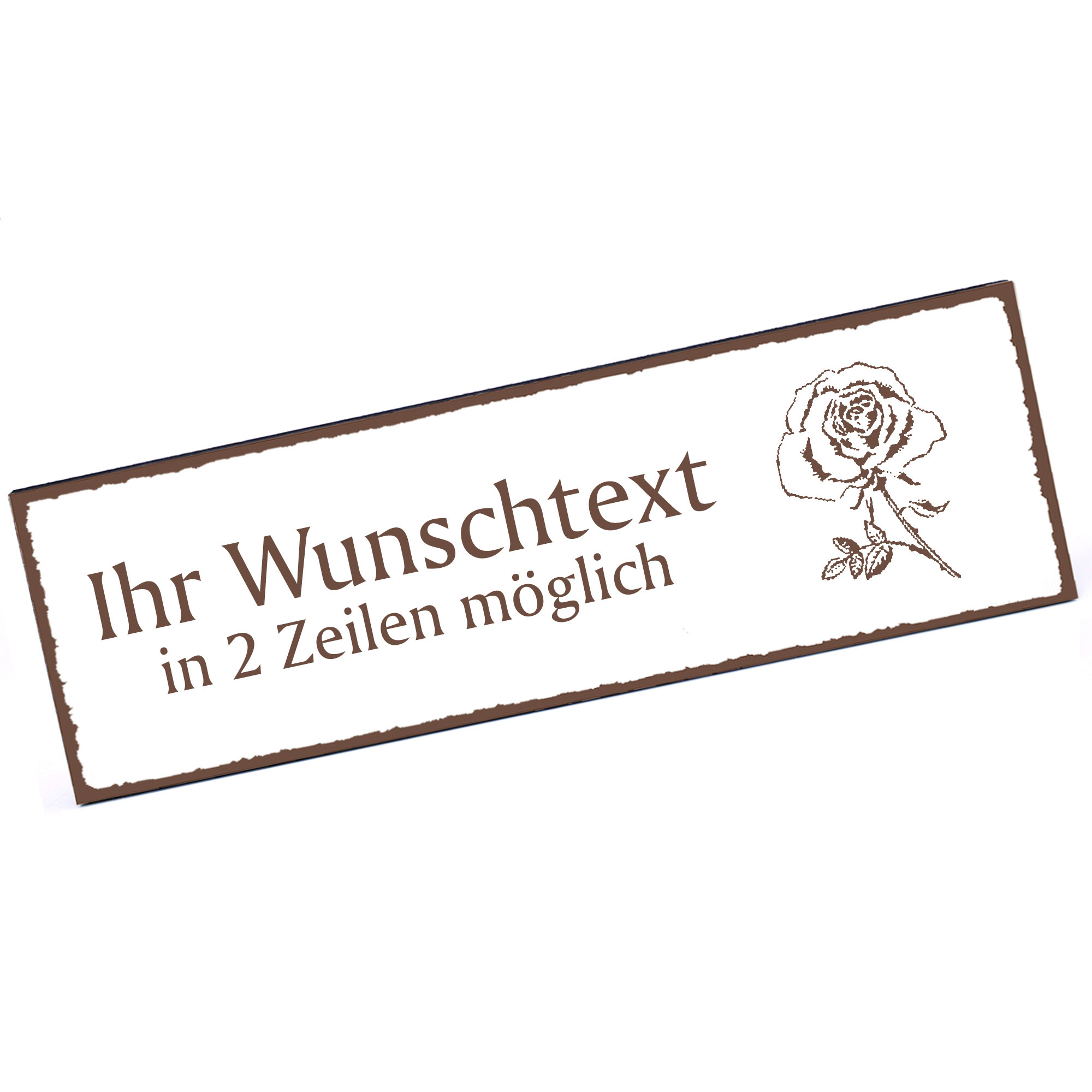 Türschild Rose  Namensschild personalisiert mit Gravur - 150mm x 50mm - selbstklebend