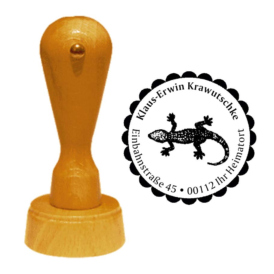 Adressenstempel « GECKO » mit persönlichem Wunschtext