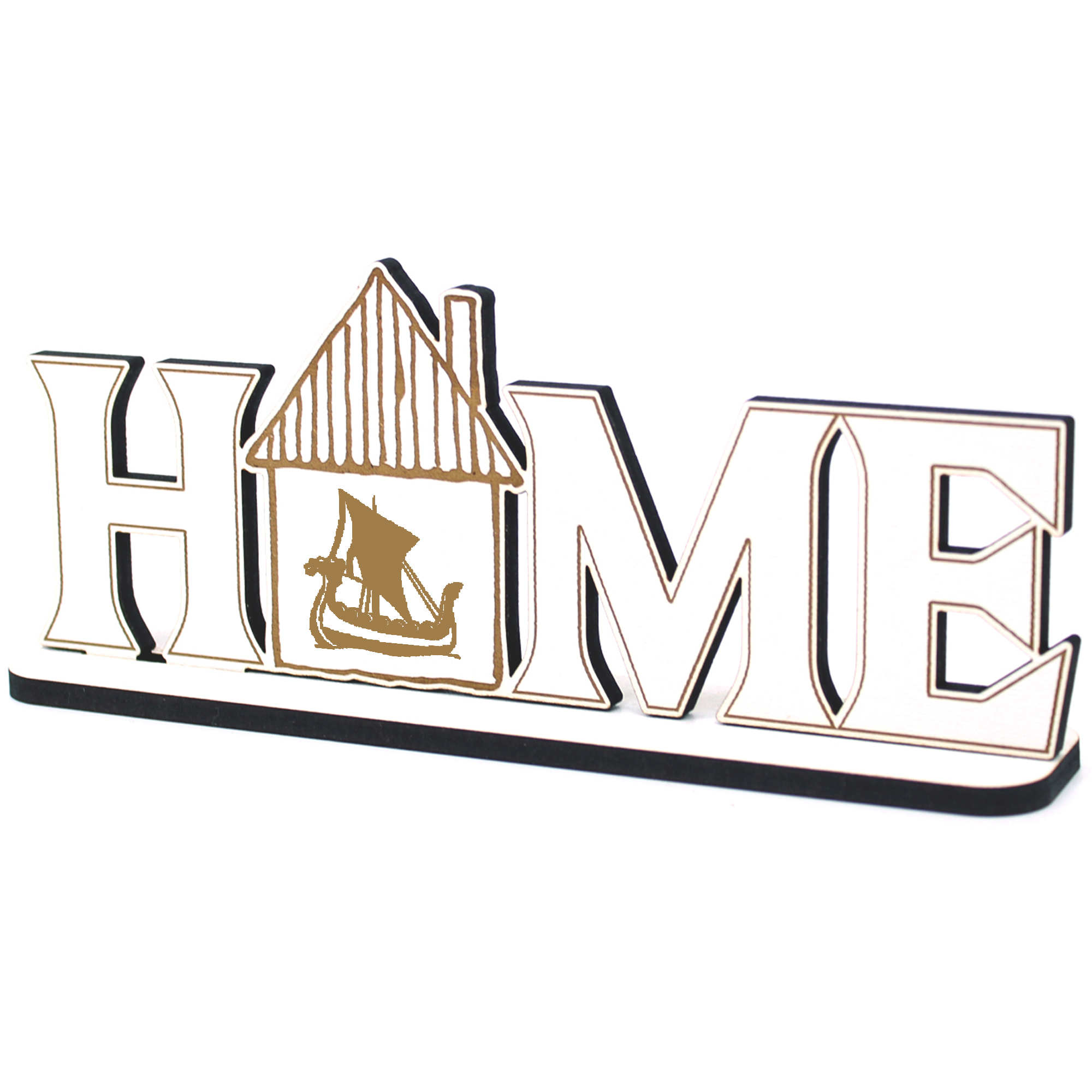 Deko Home Aufsteller Holz - Wikingerschiff - 28x12 cm Holzdeko