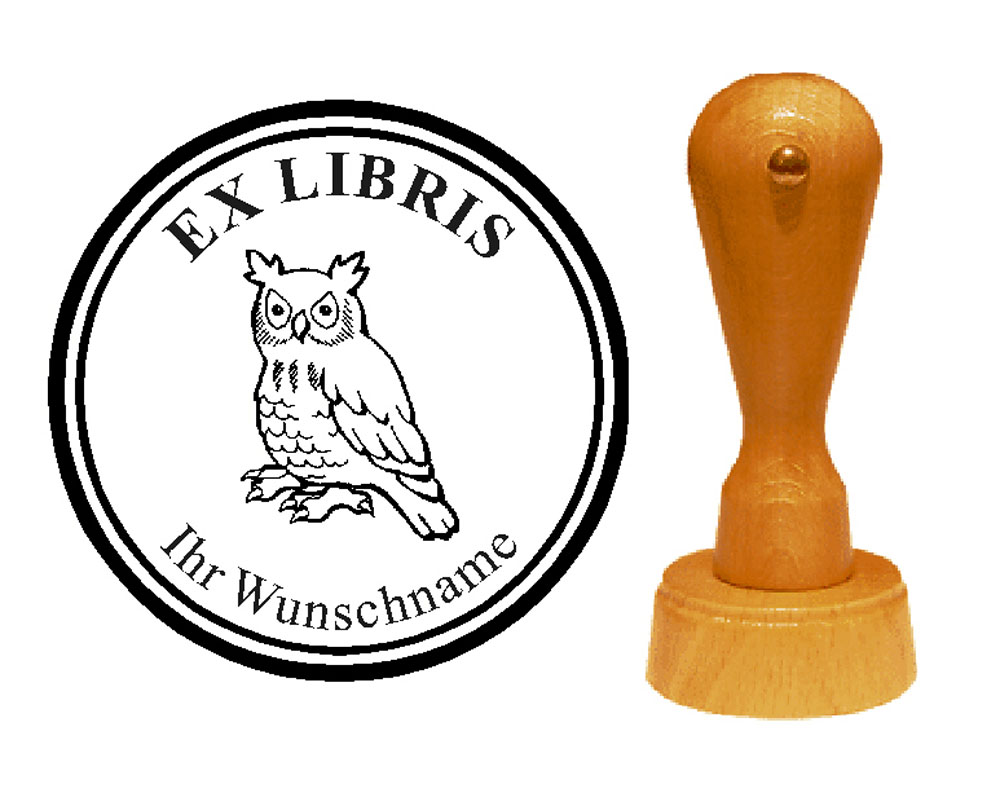 Ex Libris « Eule 04 » mit persönlichem Namen