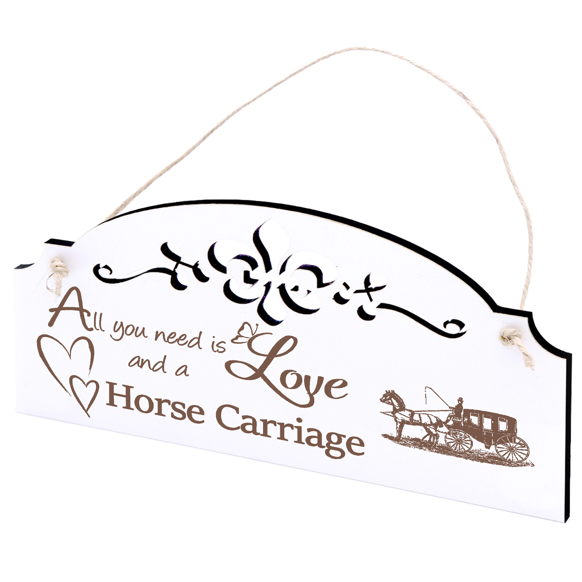 Schild Pferdekutsche Deko 20x10cm - All you need is Love and a Horse Carriage - Holz