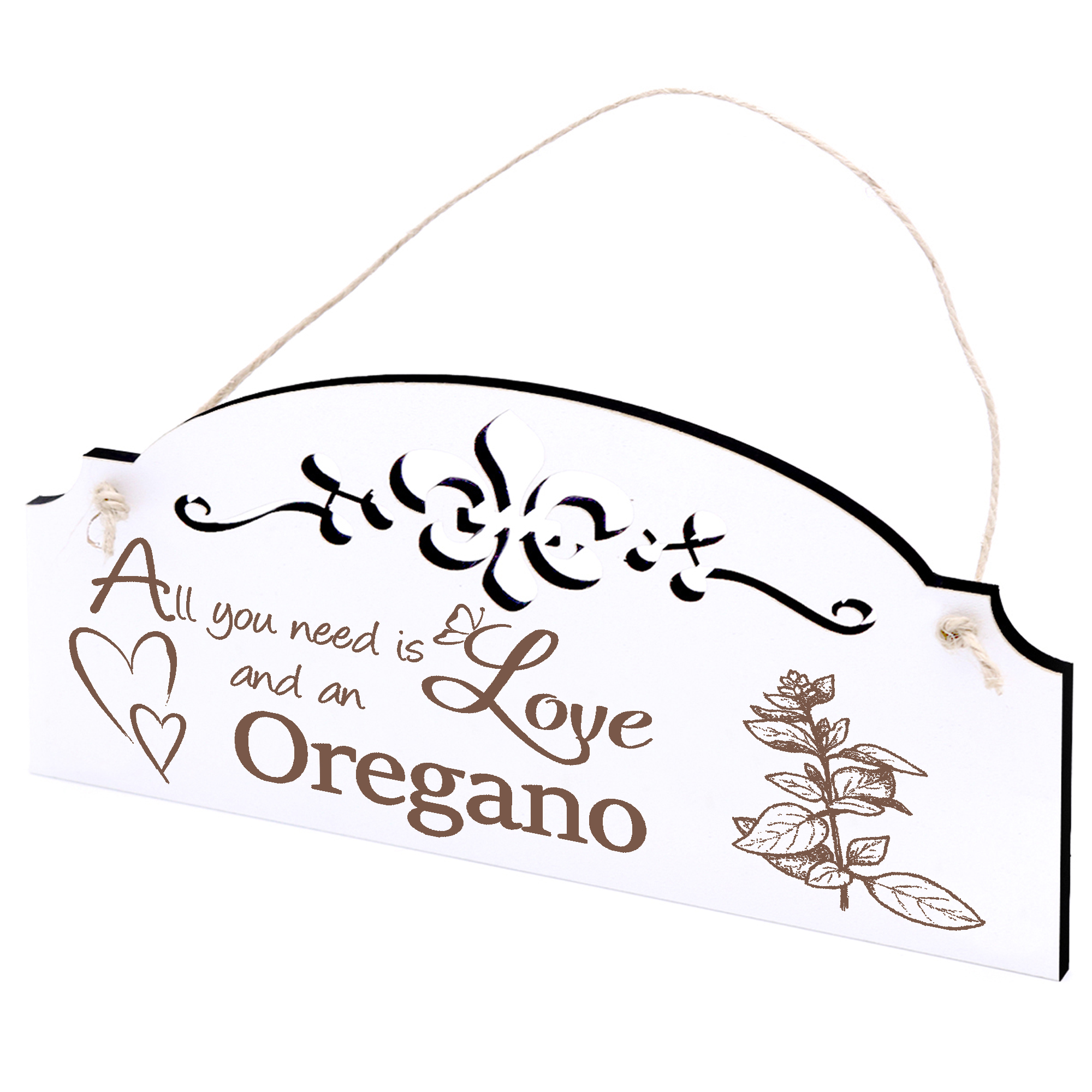 Schild Oregano Deko 20x10cm - All you need is Love and an Oregano - Holz
