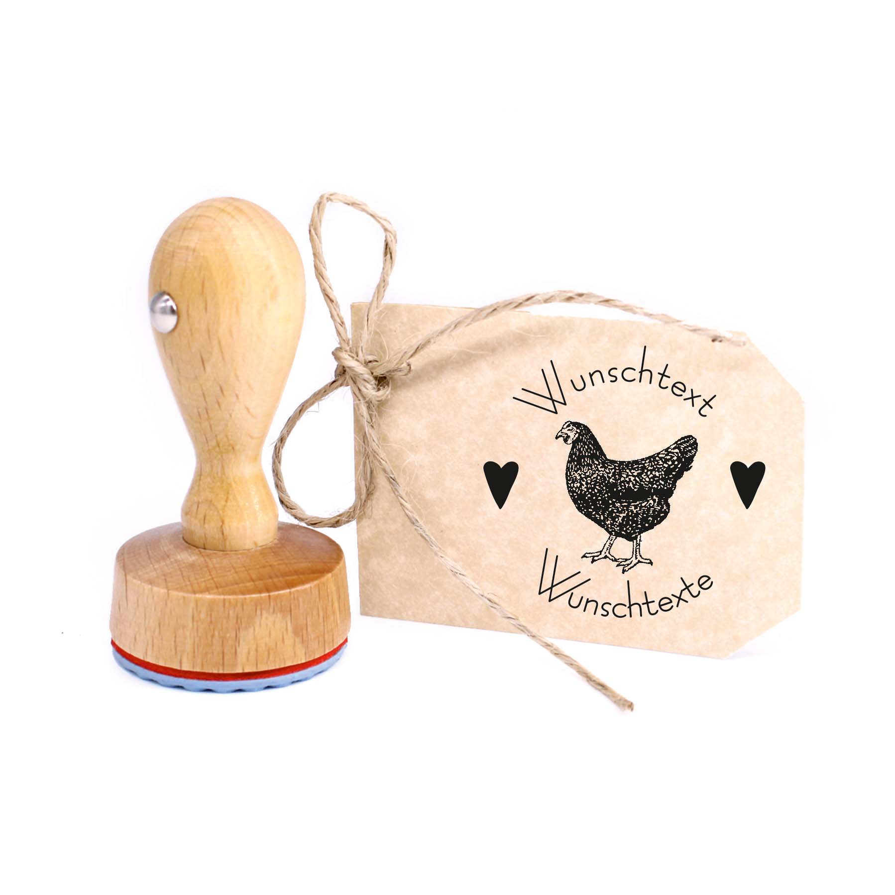 Stempel personalisiert Eier von glücklichen Hühnern Schwarzes Huhn - Rundstempel Eierstempel 39x38mm
