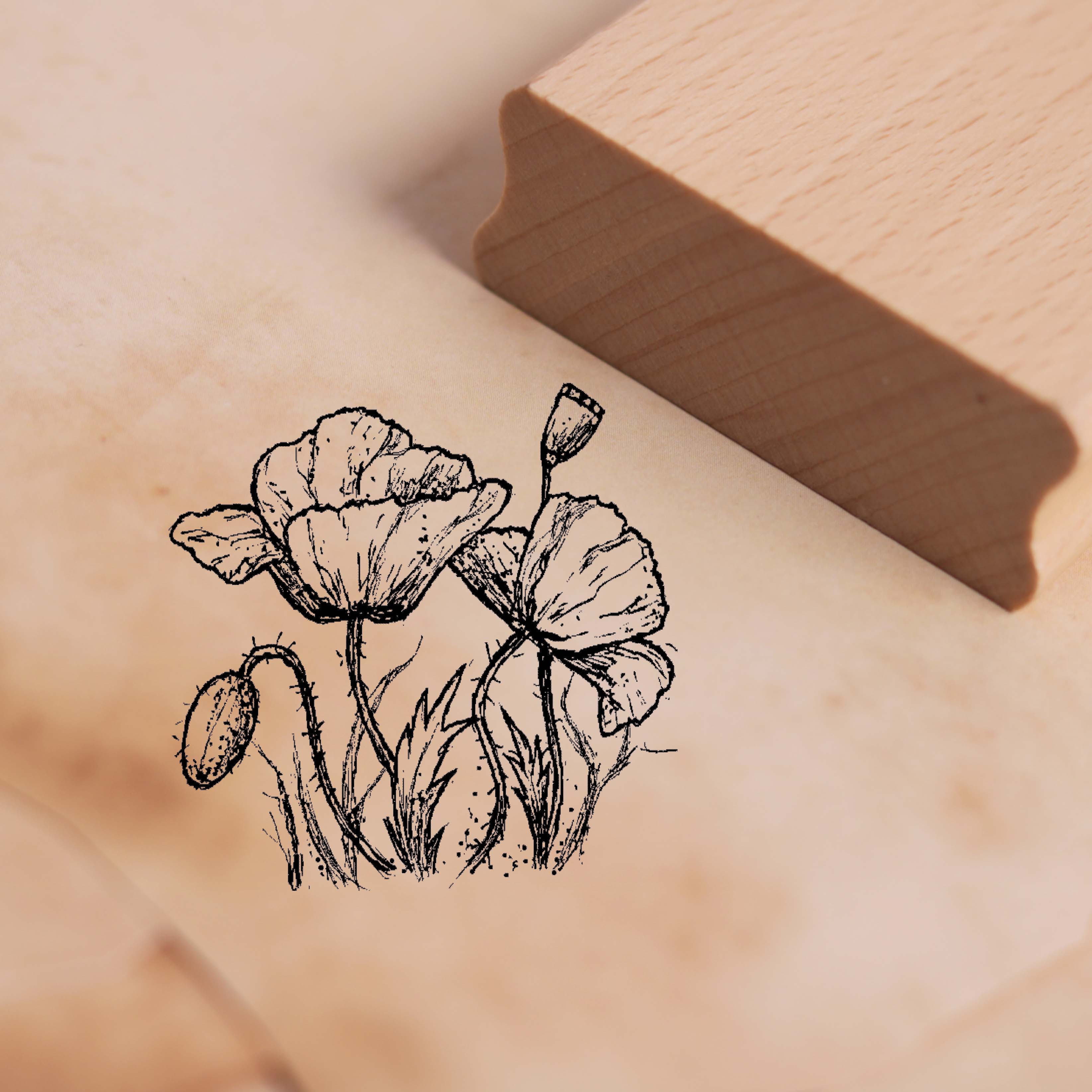 Motivstempel Mohnblume - Stempel Holzstempel 48 x 48 mm