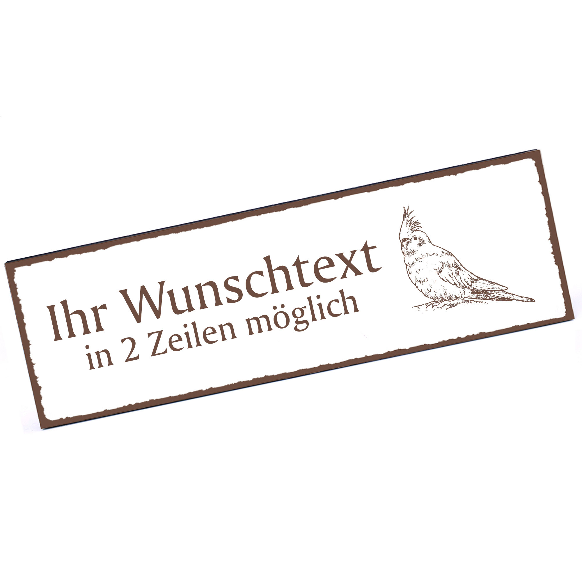 Türschild Nymphensittich  Namensschild personalisiert mit Gravur - 150mm x 50mm - selbstklebend