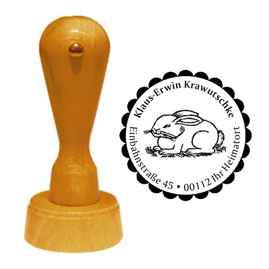Adressenstempel « HASE 01 » mit persönlichem Wunschtext