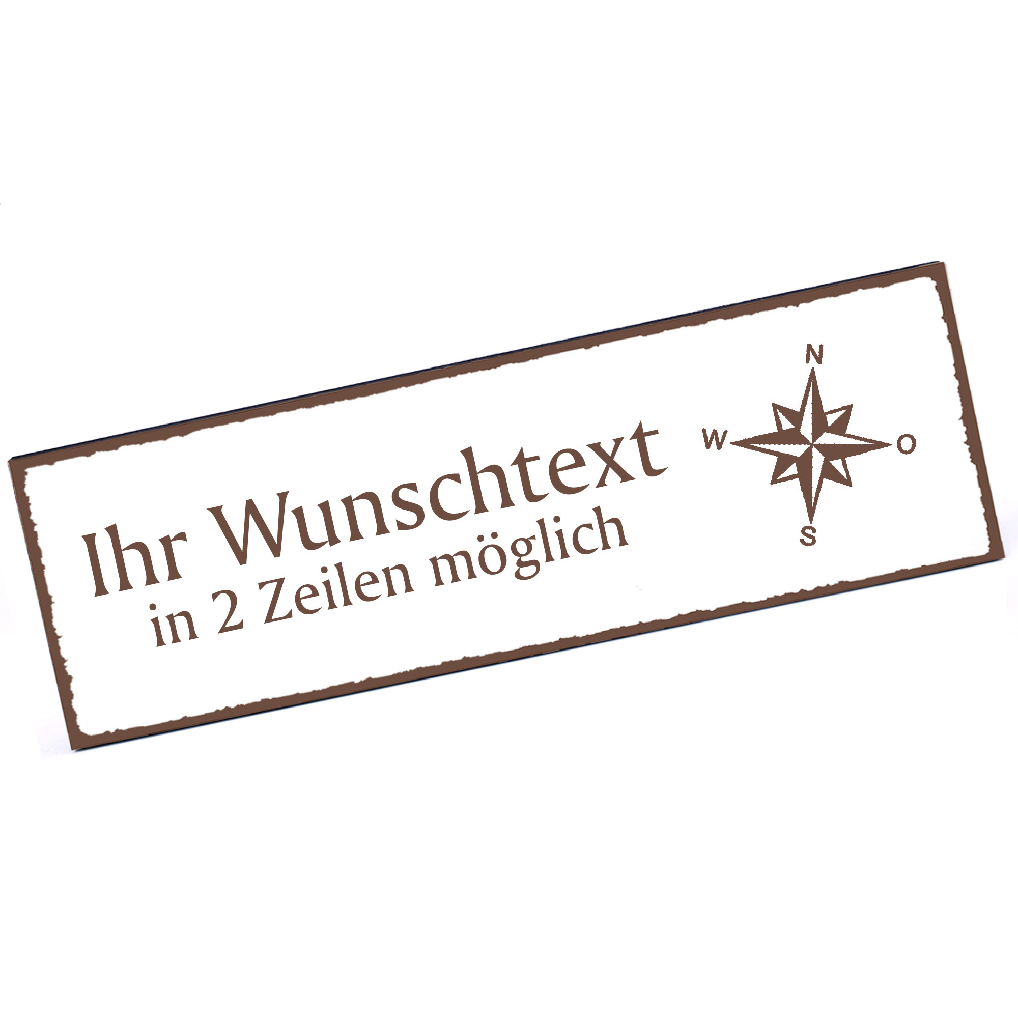 Türschild Windrose  Namensschild personalisiert mit Gravur - 150mm x 50mm - selbstklebend