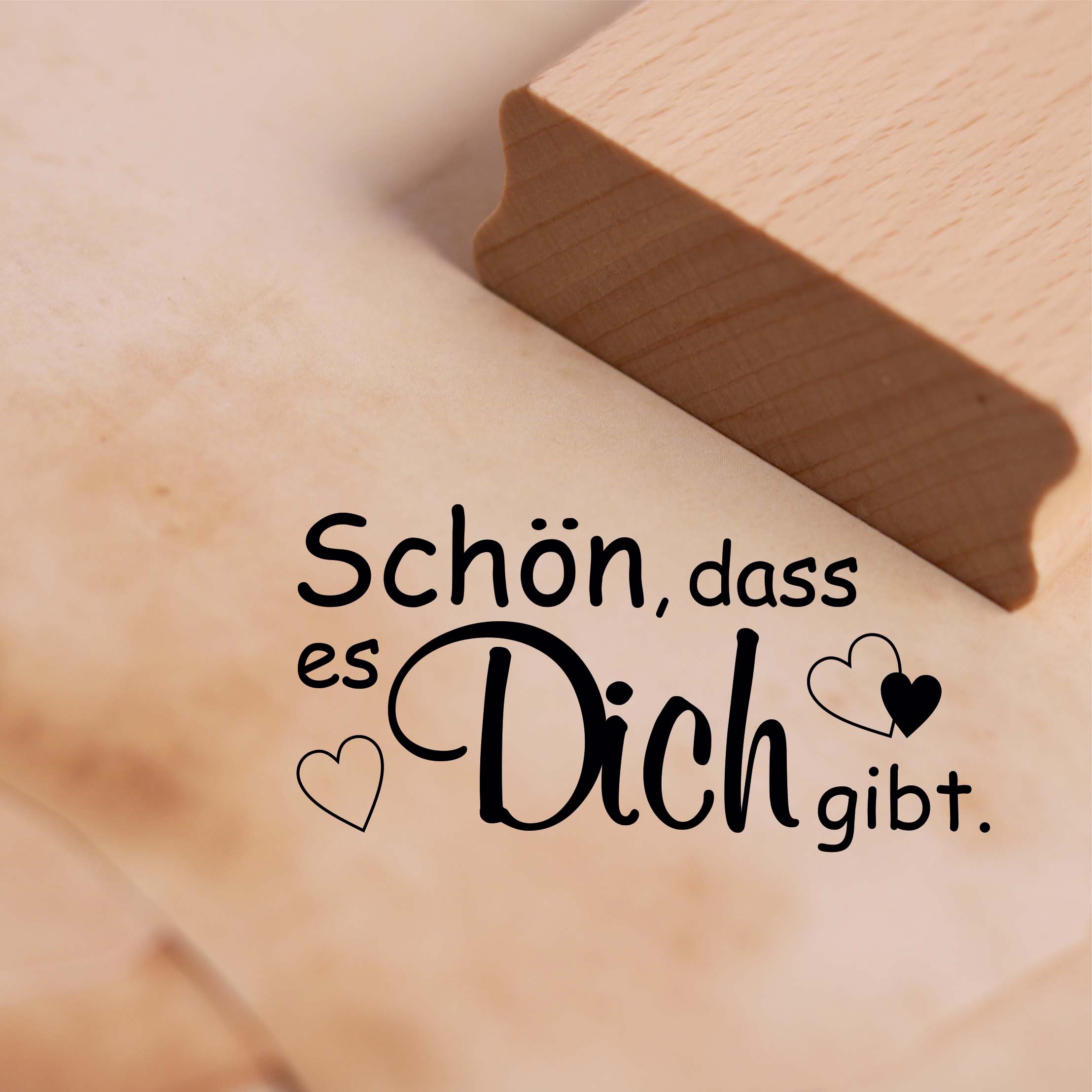 Motivstempel Schön, dass es Dich gibt Stempel Herzen 68 x 34 mm