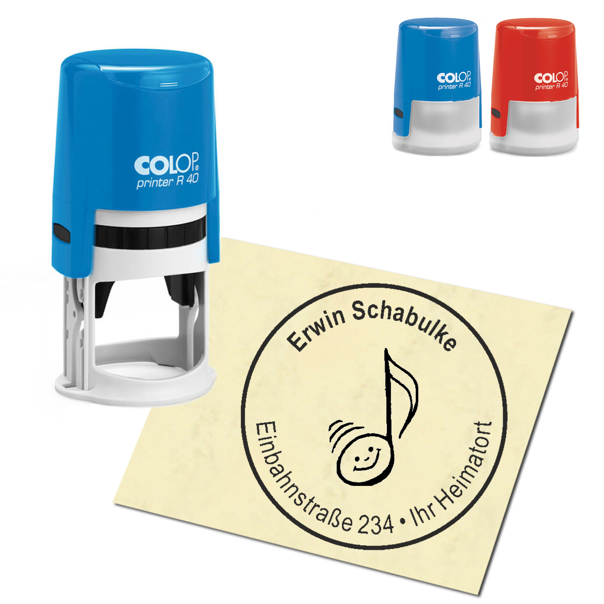 Stempel Adressstempel personalisiert - Note - rund &empty; 40mm