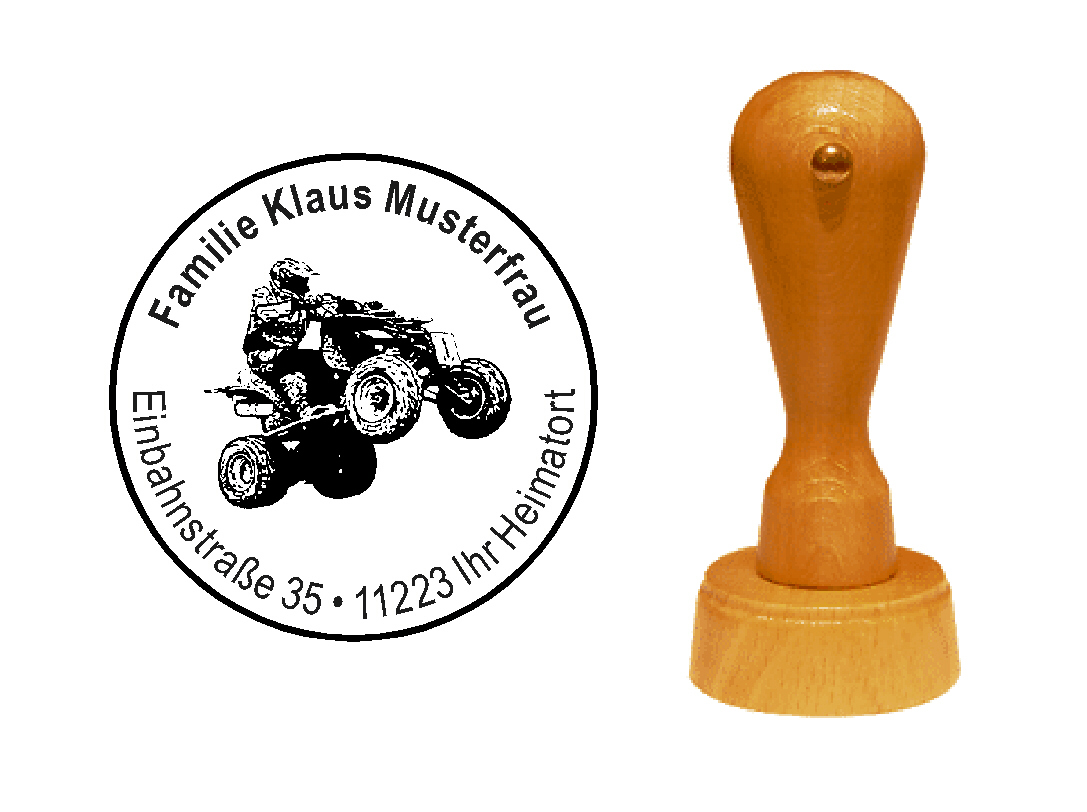 « Quad 1 » Holzstempel mit persönlichem Wunschtext