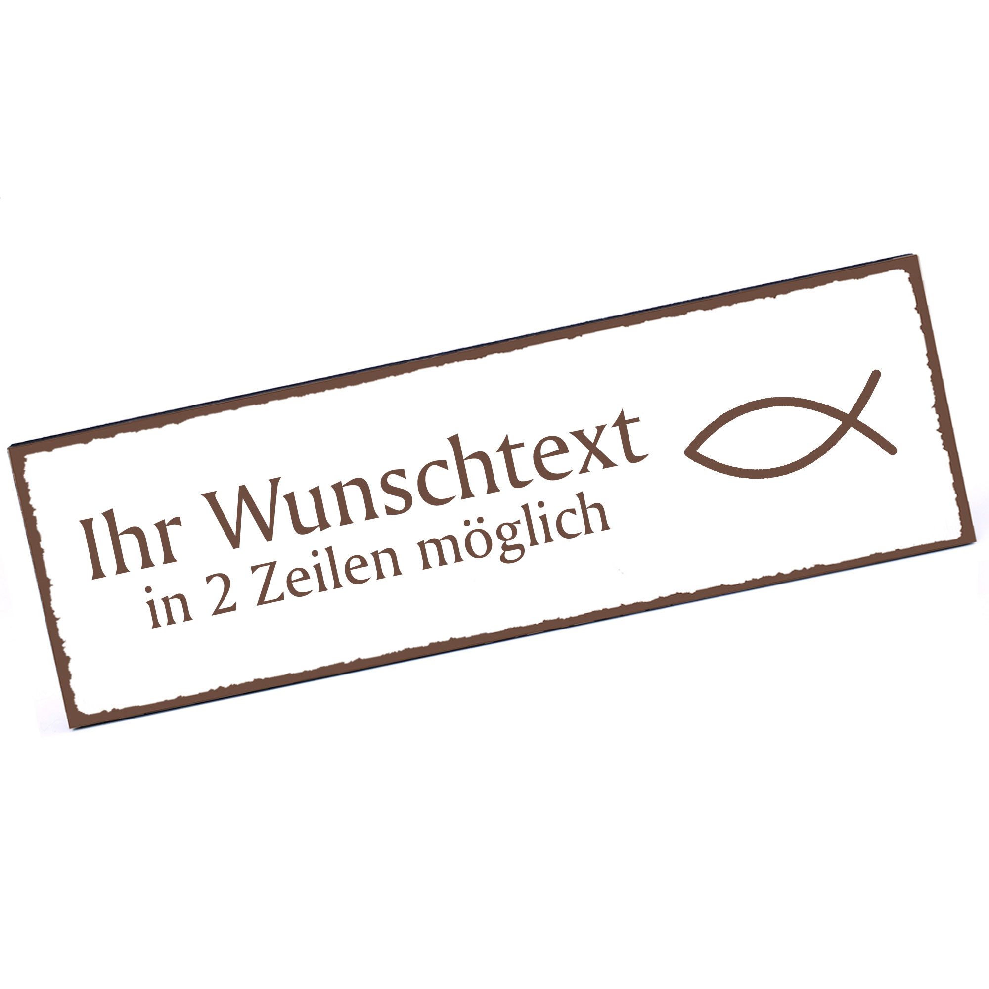 Türschild Christenfisch  Namensschild personalisiert mit Gravur - 150mm x 50mm - selbstklebend