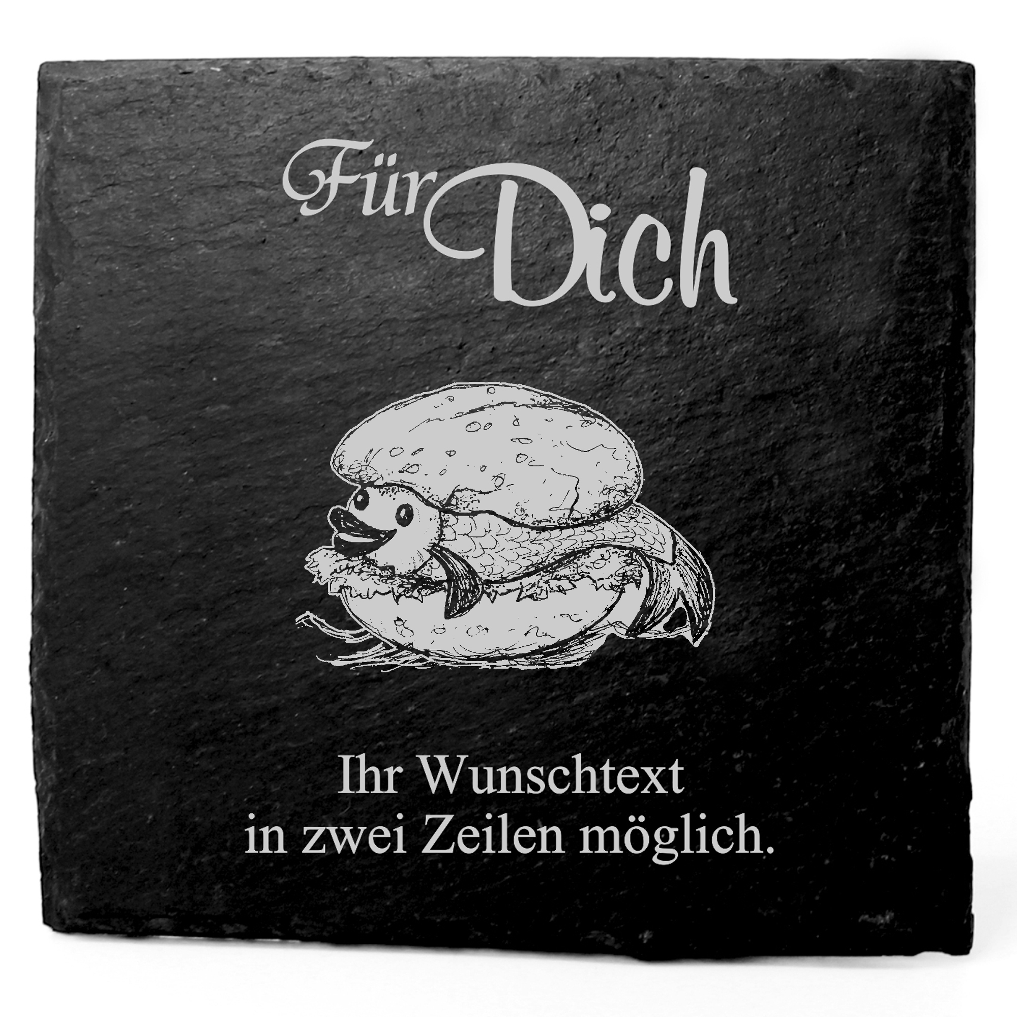 Deko Schiefer Untersetzer personalisiert lustiges Fischbrötchen - Für Dich - 11x11cm